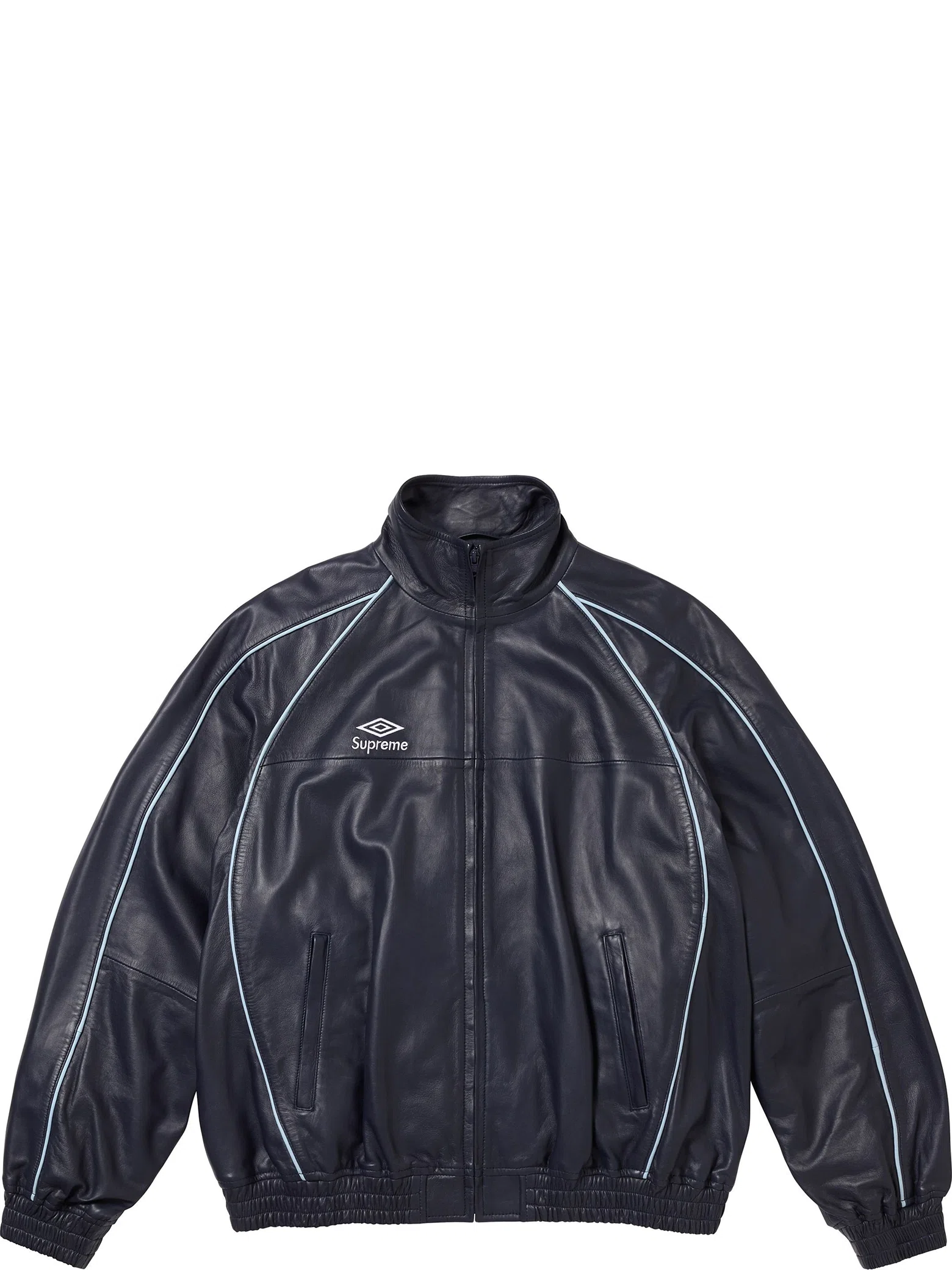 Куртки Supreme FW25 Umbro Leather Track Jacket "Navy" | Farsel