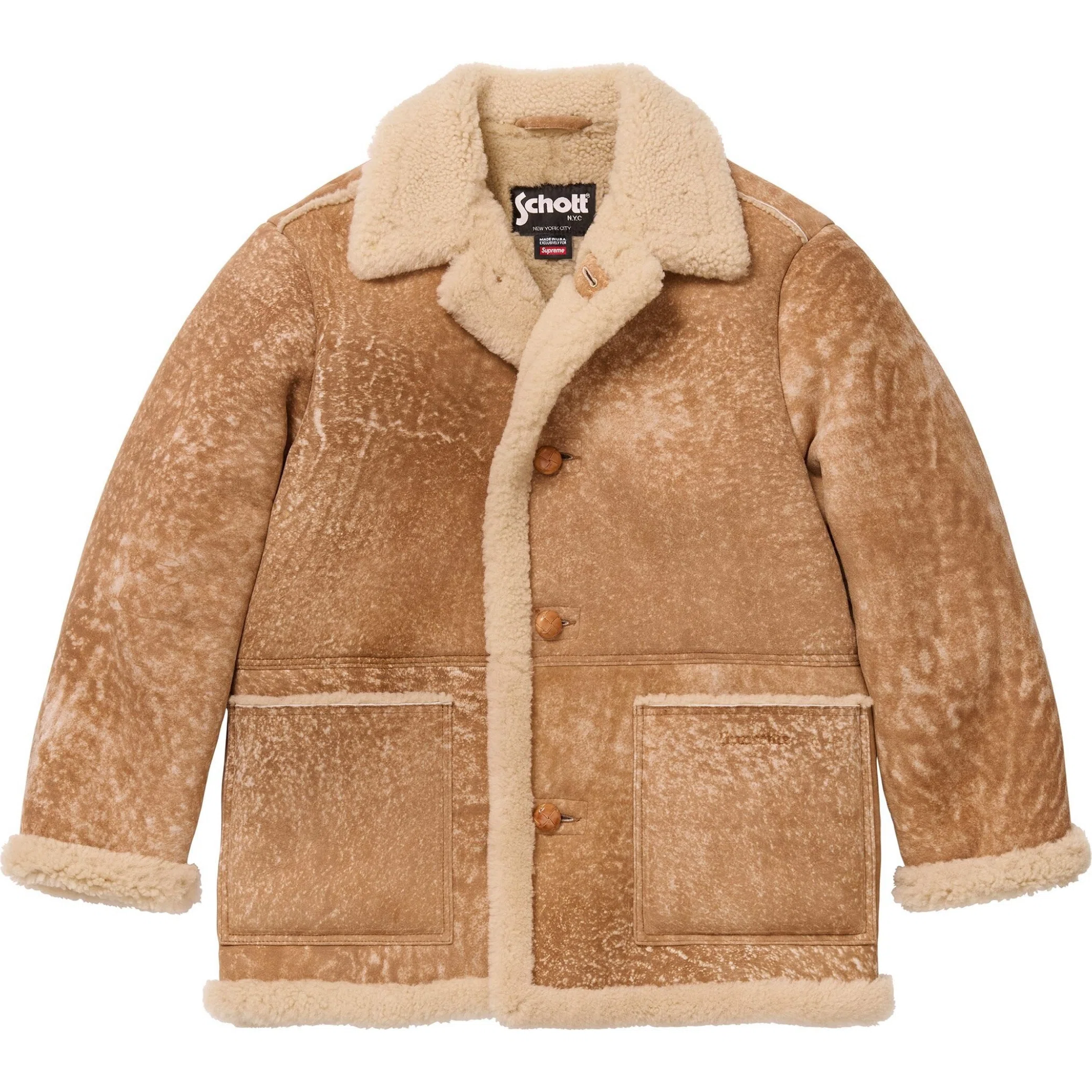 Дубленки Supreme FW25 Schott Shearling Coat "Tan" | Farsel