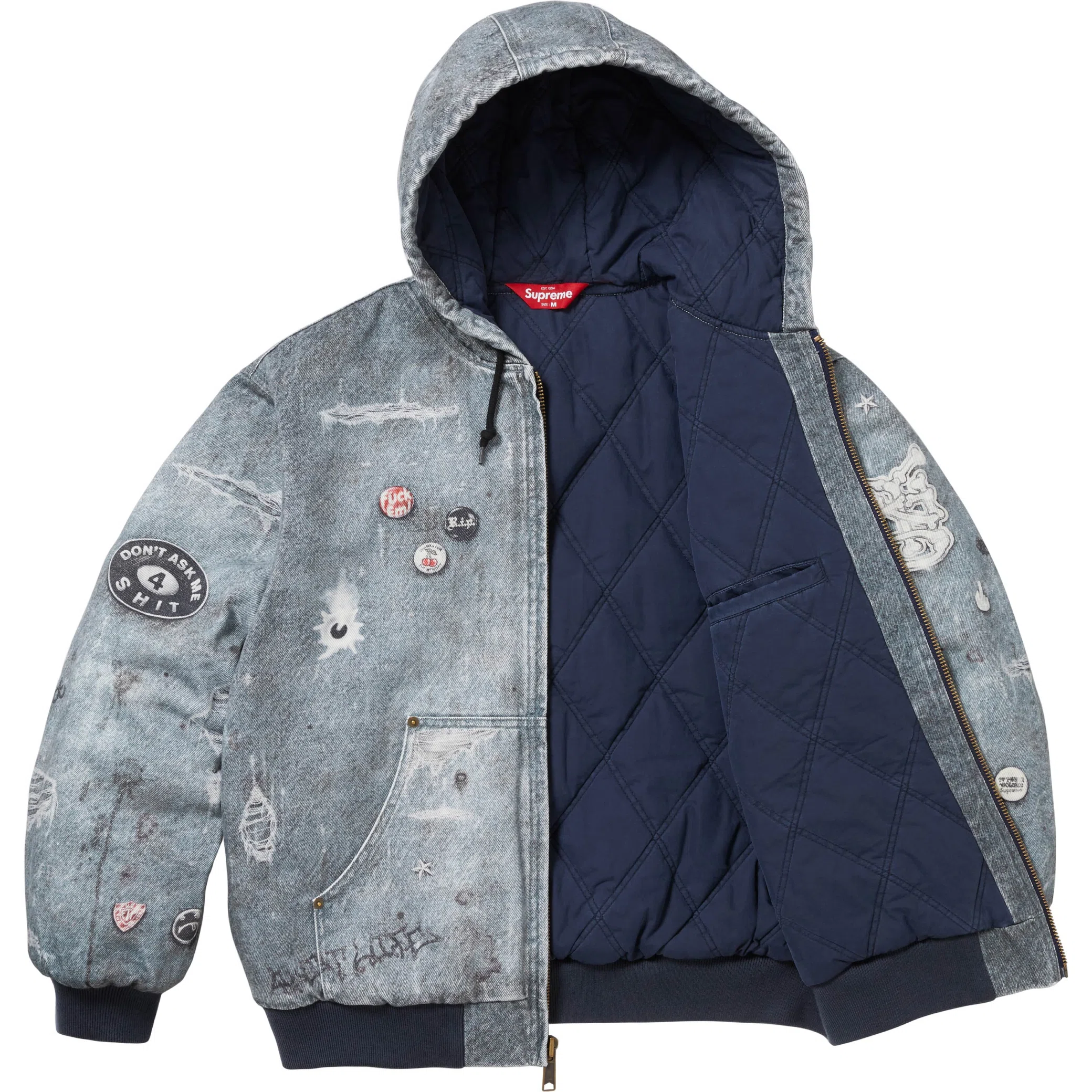  Supreme FW24 HJR Trompe L'oeil Hooded Work Jacket "Blue" | Farsel