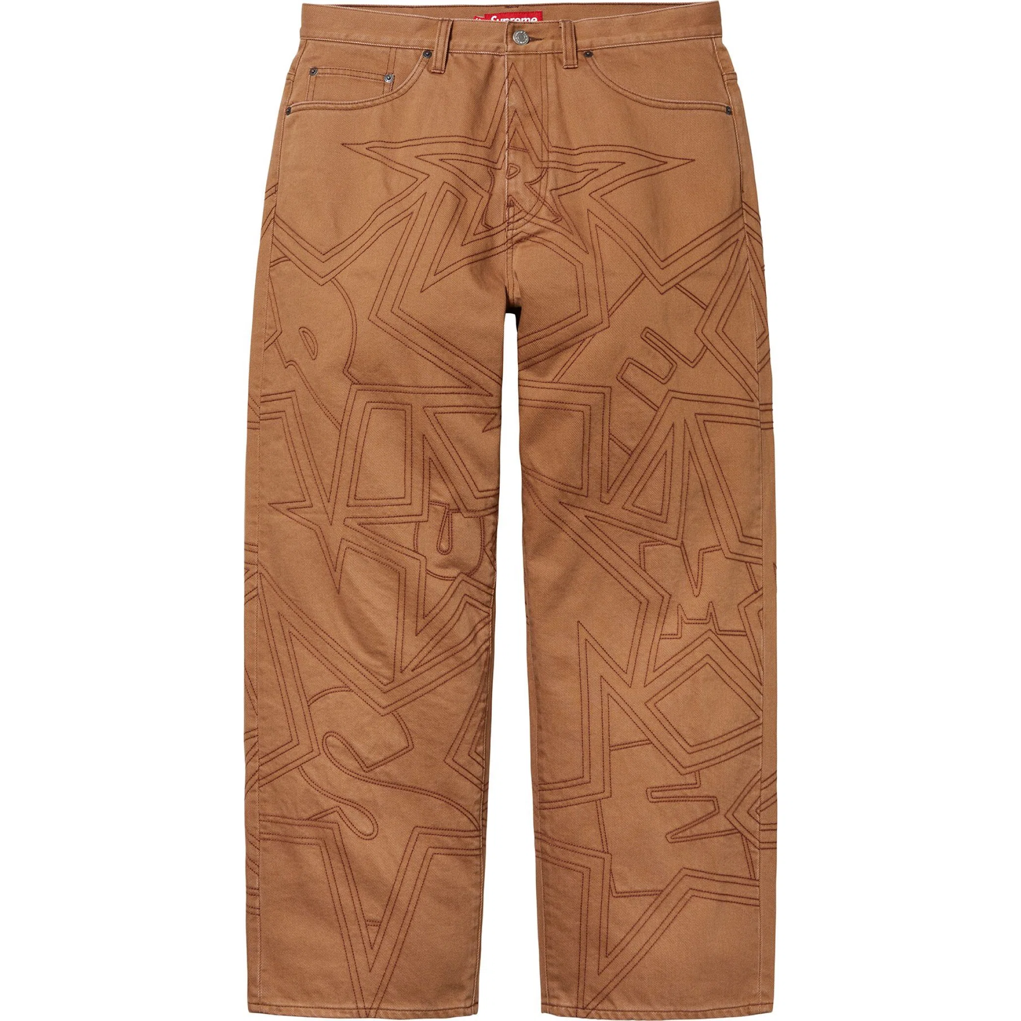  Supreme SS25 Stars Topstitch Baggy Jean "Brown" | Farsel