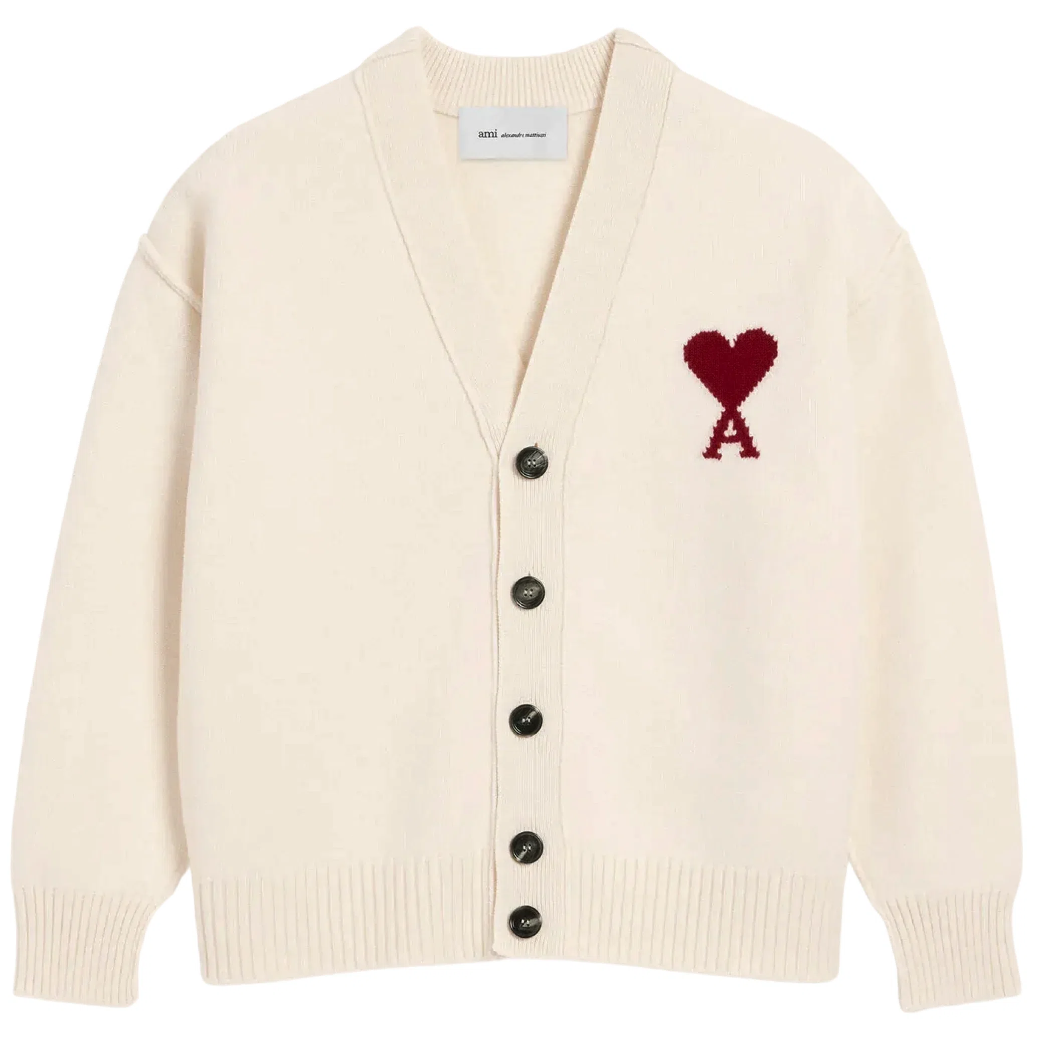 Кардиганы Ami Paris Wool Ami De Coeur Cardigan "Red / White" | Farsel
