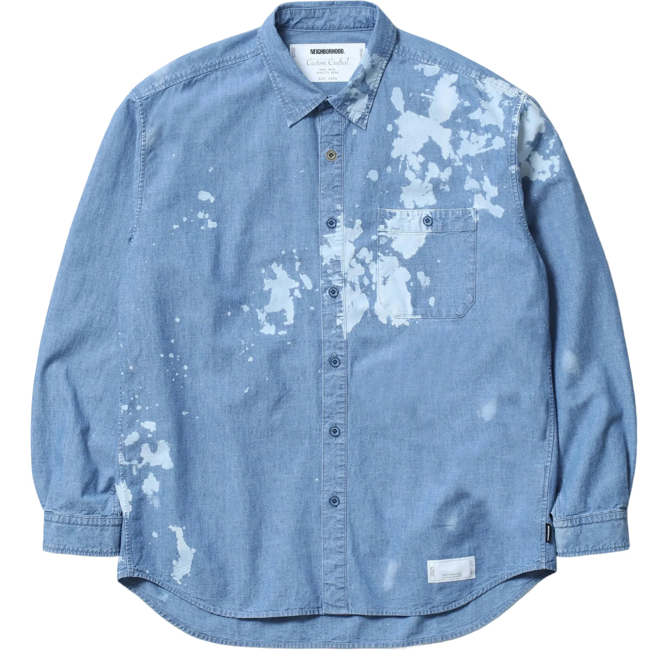 Рубашки NEIGHBORHOOD Garment Bleach Chambray Shirt Ls "Indigo" | Farsel