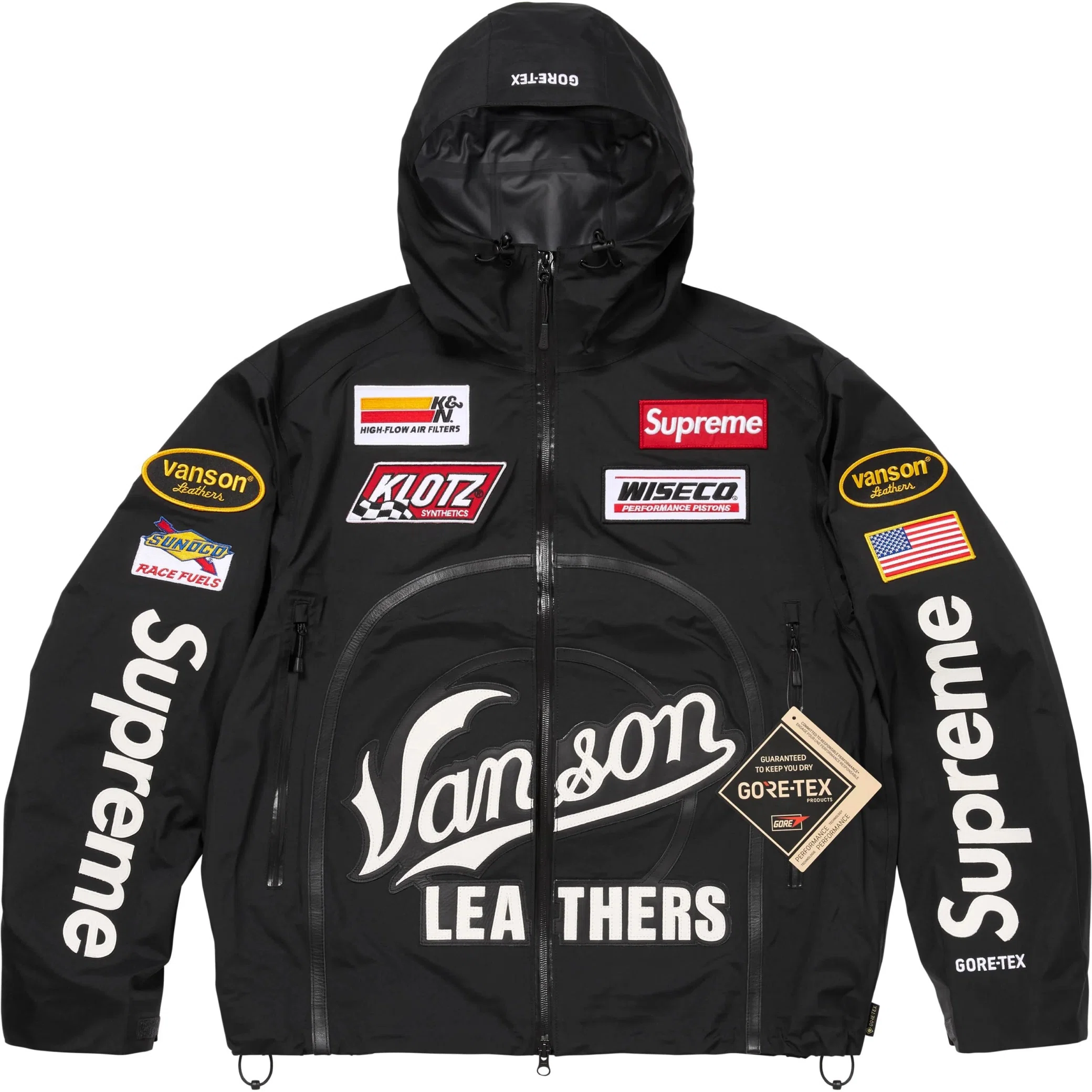 Куртки Supreme FW25 Vanson Leathers GORE-TEX Shell Jacket "Black" | Farsel