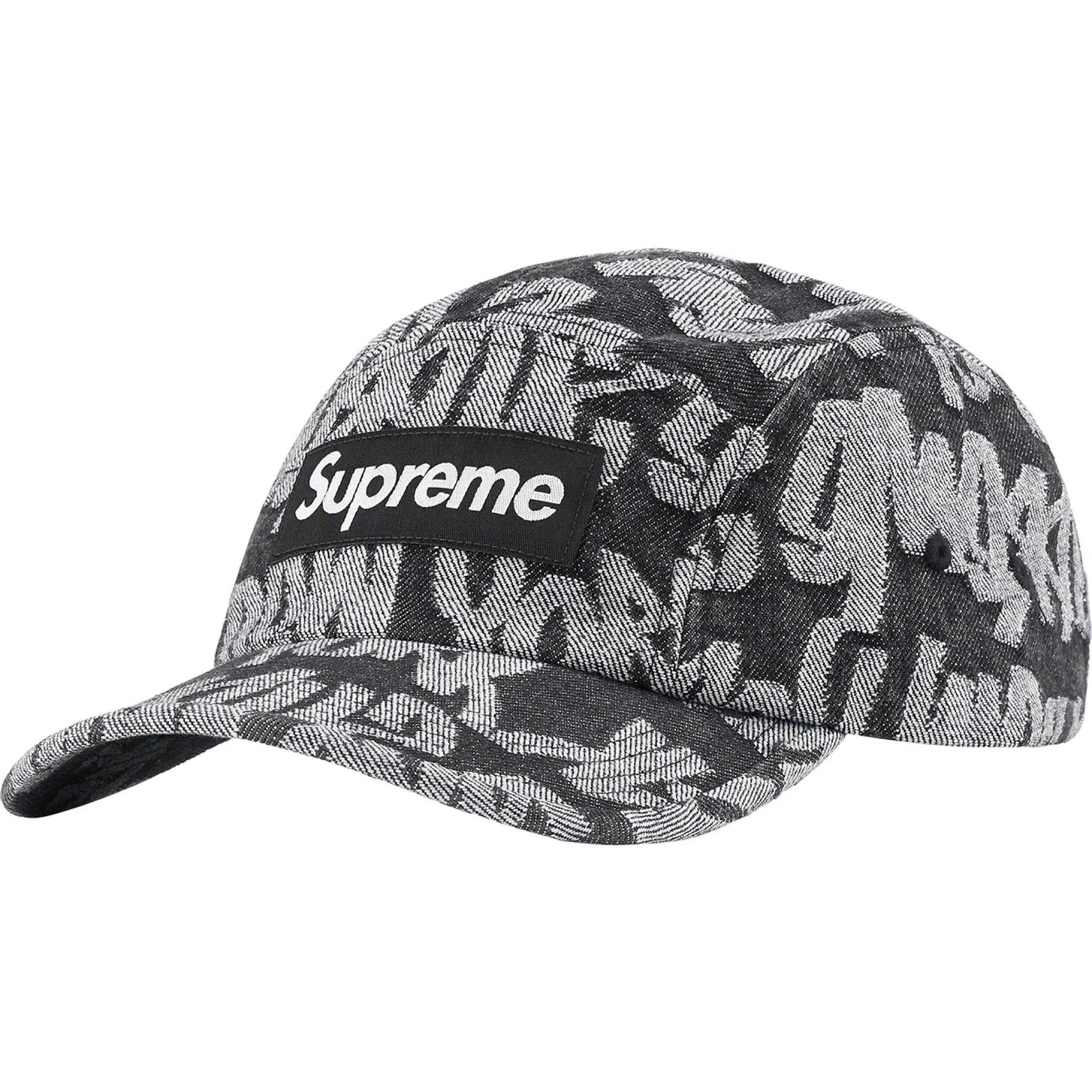Кепки Supreme SS22 Fat Tip Jacquard Denim Camp Cap "Black" | Farsel