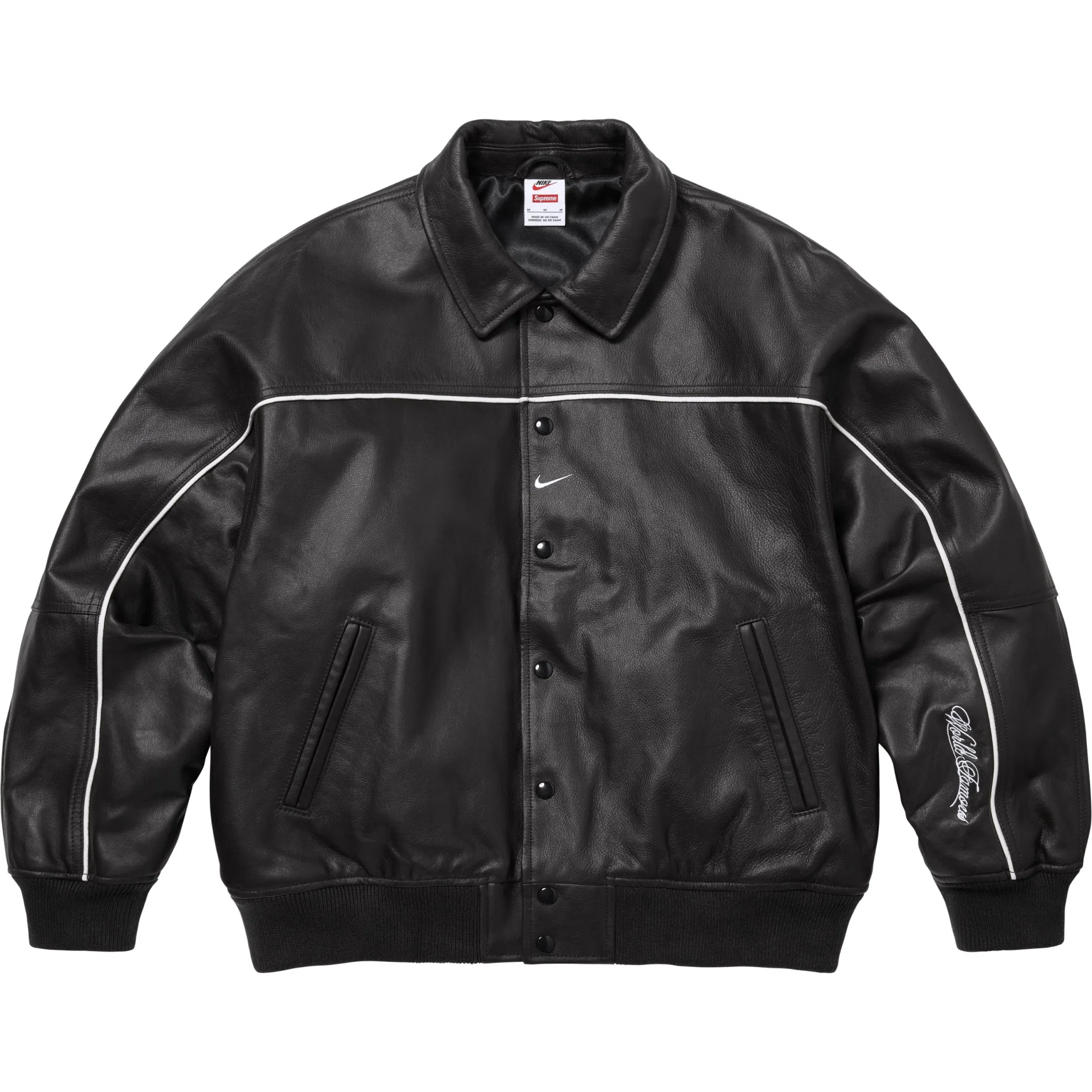 Куртки Supreme SS25 Nike Leather Varsity Jacket "Black" | Farsel