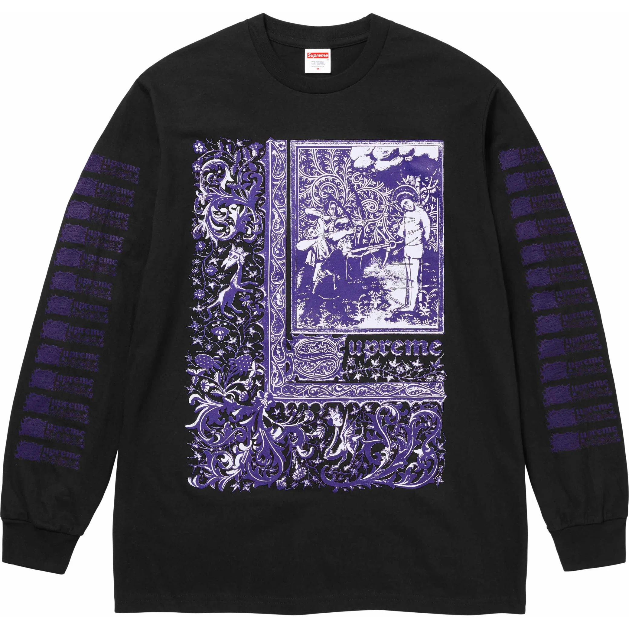 Лонгсливы Supreme SS24 Saint Sebastian L/S Tee "Black" | Farsel