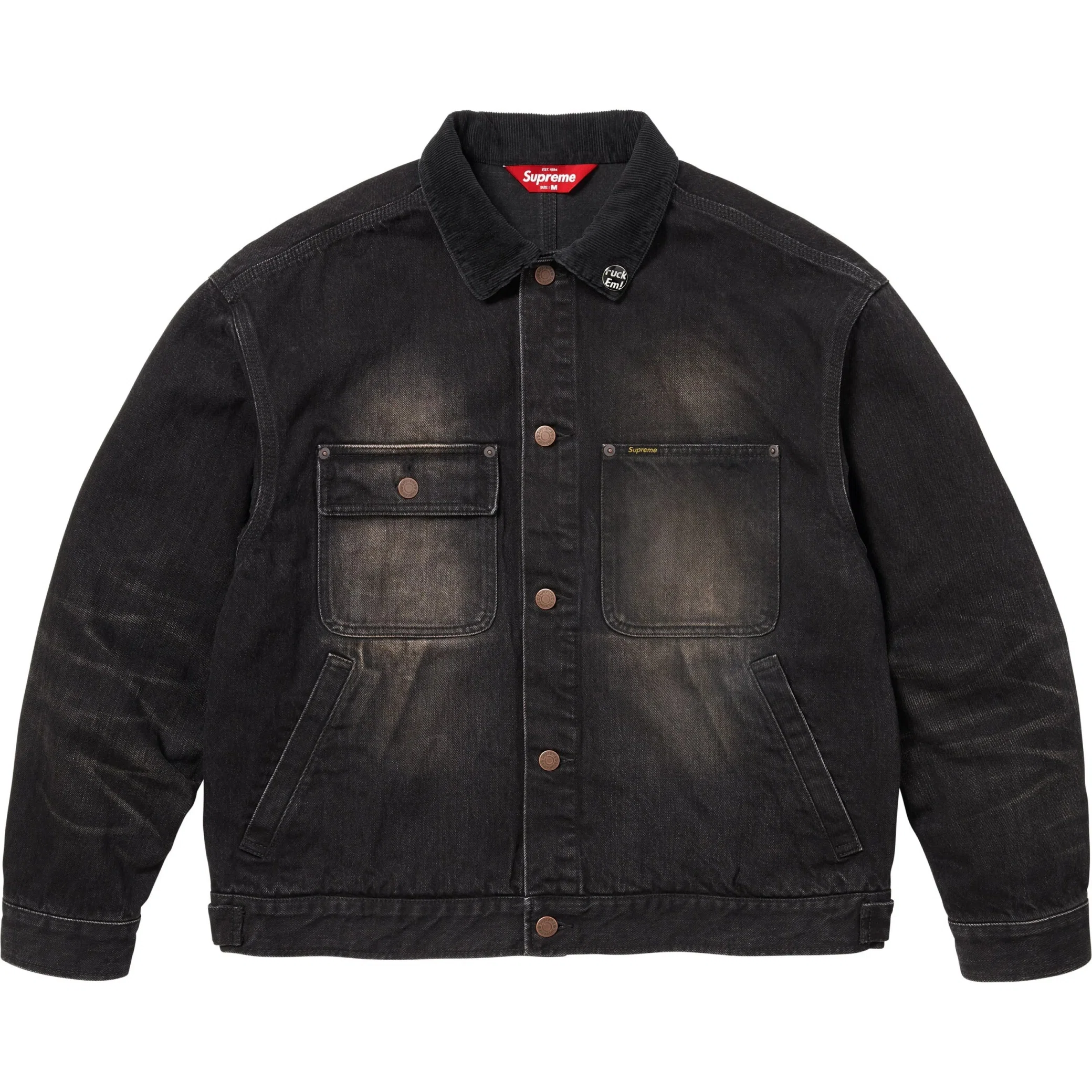 Куртки Supreme FW25 Distressed Selvedge Trucker Jacket "Washed Black" | Farsel
