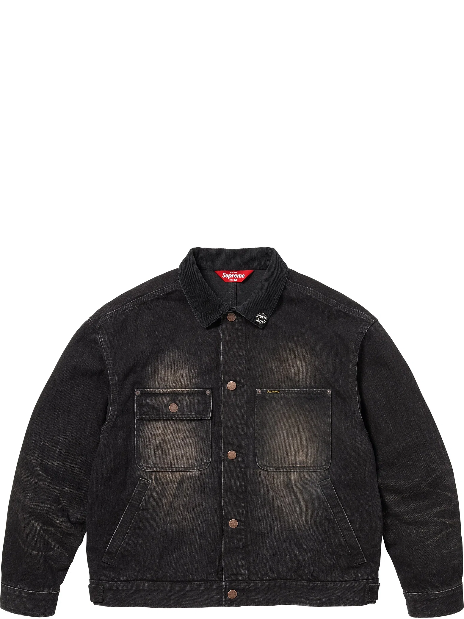 Куртки Supreme FW25 Distressed Selvedge Trucker Jacket "Washed Black" | Farsel