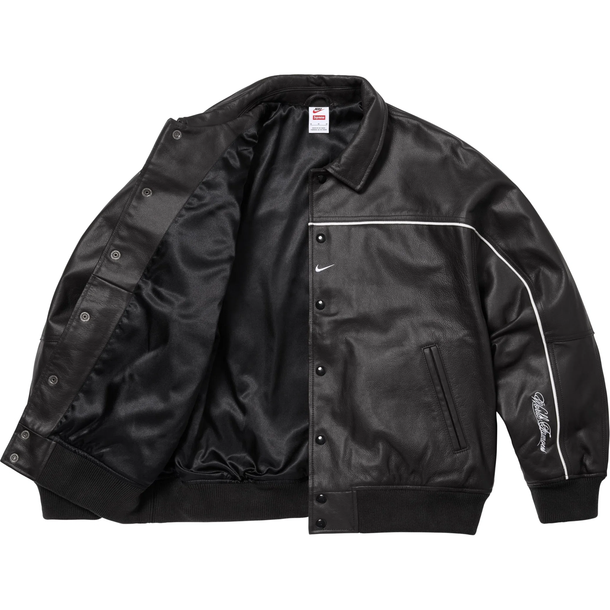 Куртки Supreme SS25 Nike Leather Varsity Jacket "Black" | Farsel