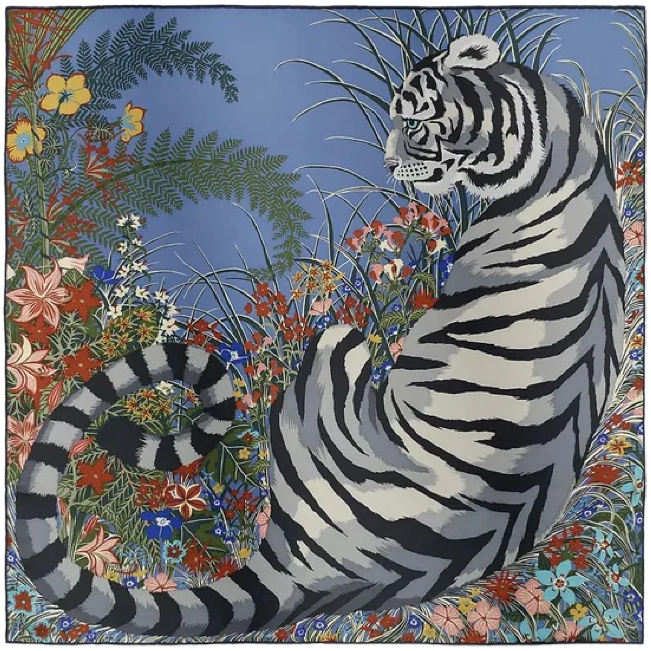 Платки Hermes Paris Qui Roule Scarf 70 "Bleu Jean / Terre Cuite / Crème" | Farsel