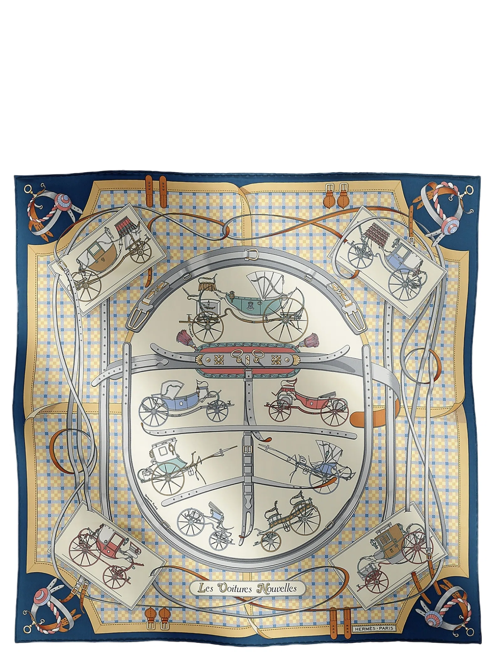 Платки Hermes Les Voitures Nouvelles Scarf 70 "Bleu" | Farsel