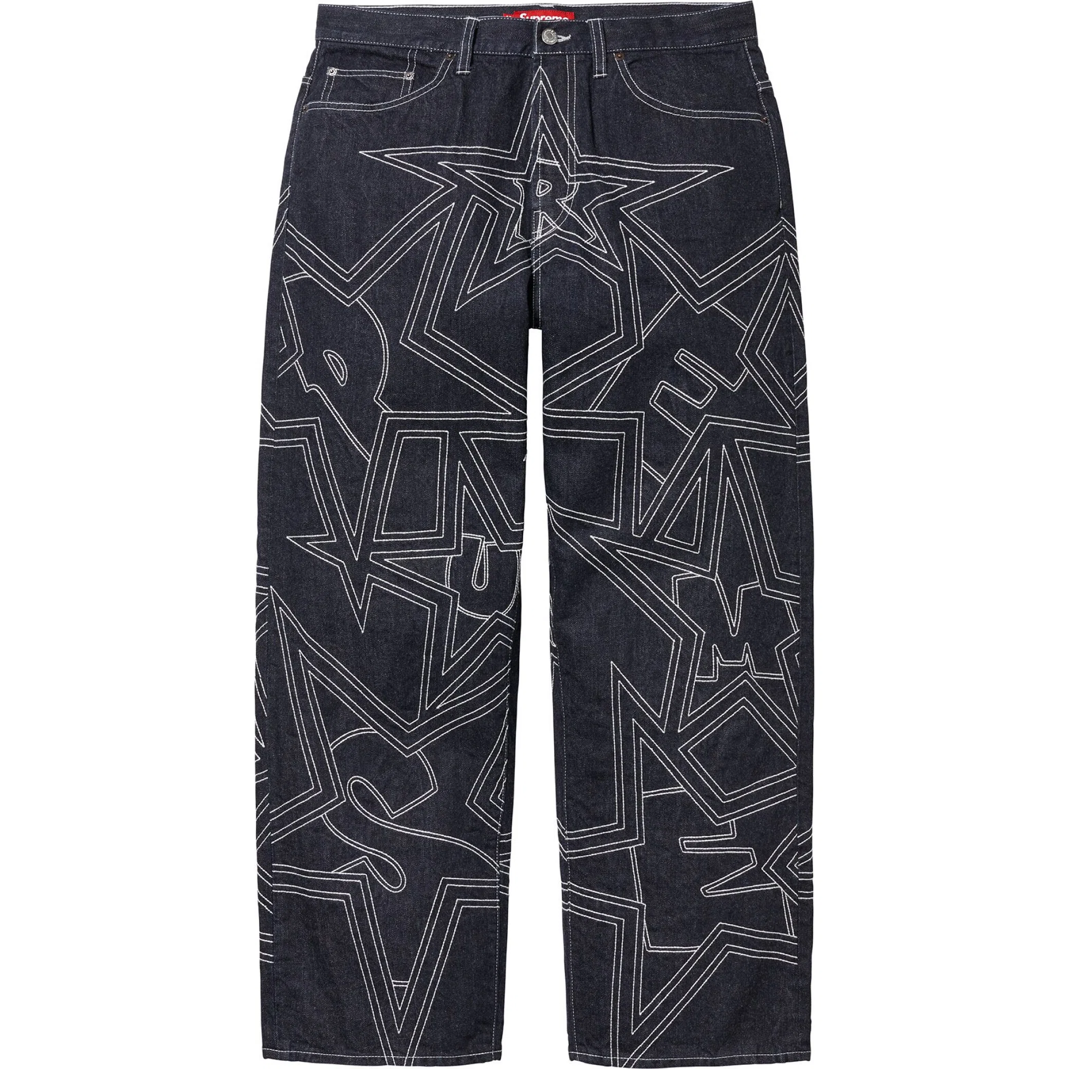  Supreme SS25 Stars Topstitch Baggy Jean "Indigo" | Farsel