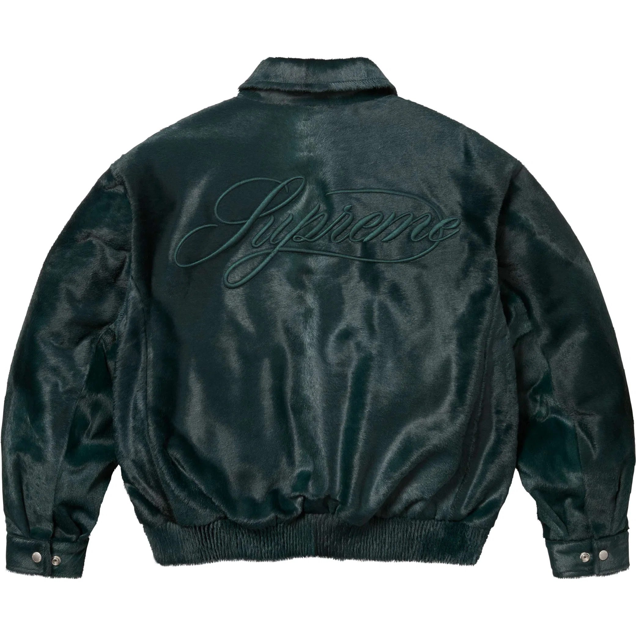  Supreme SS25 Ponyhair Varsity Jacket "Green" | Farsel