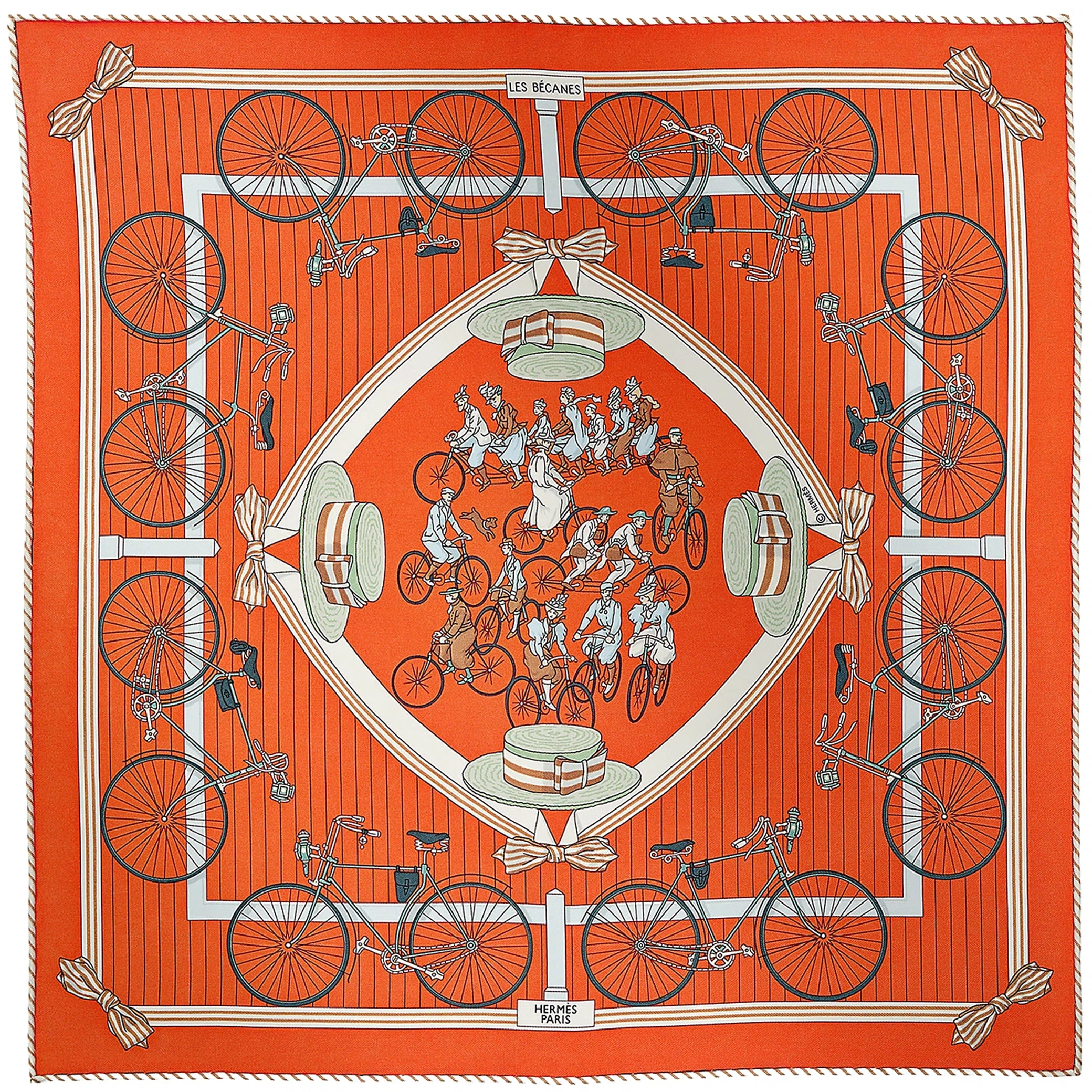 Платки Hermes Les Becanes Scarf 45 "Orange" | Farsel