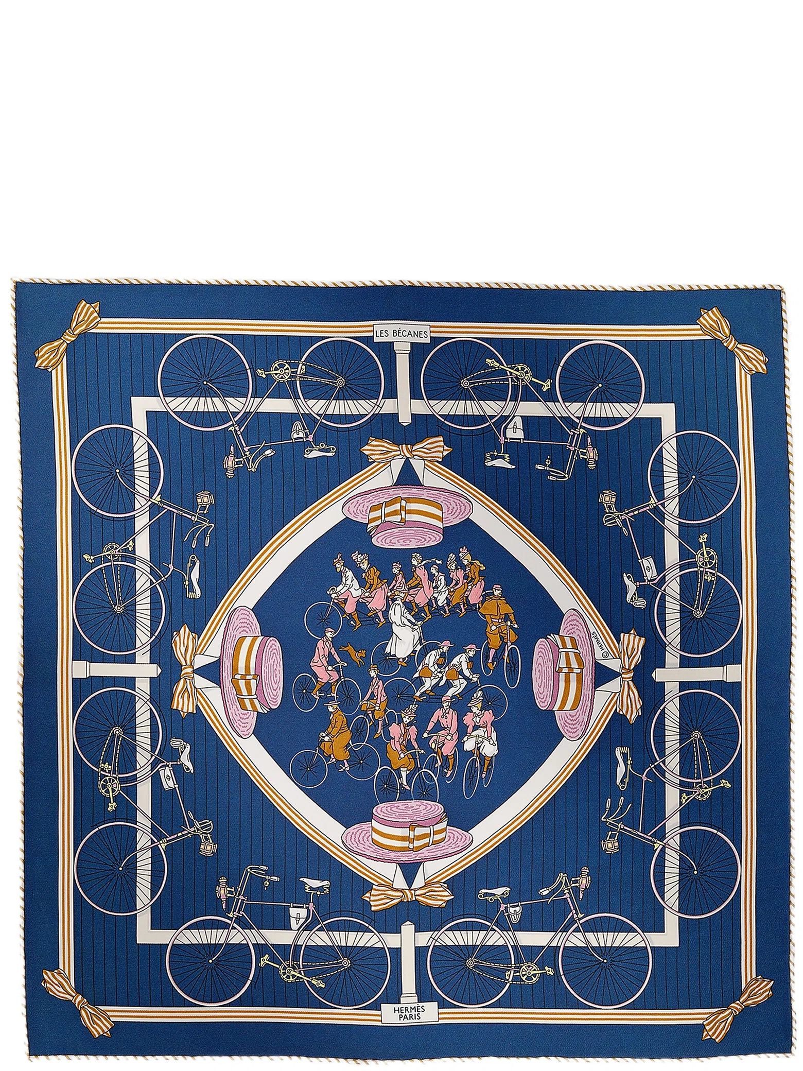 Платки Hermes Les Becanes Scarf 45 "Marine / Violon / Blanc" | Farsel
