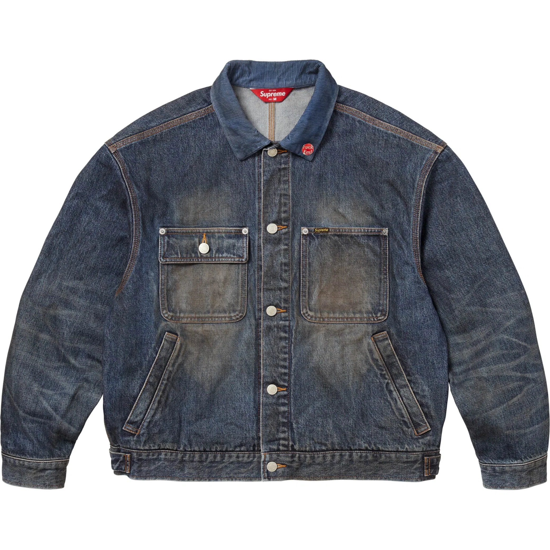 Куртки Supreme FW25 Distressed Selvedge Trucker Jacket "Washed Indigo" | Farsel