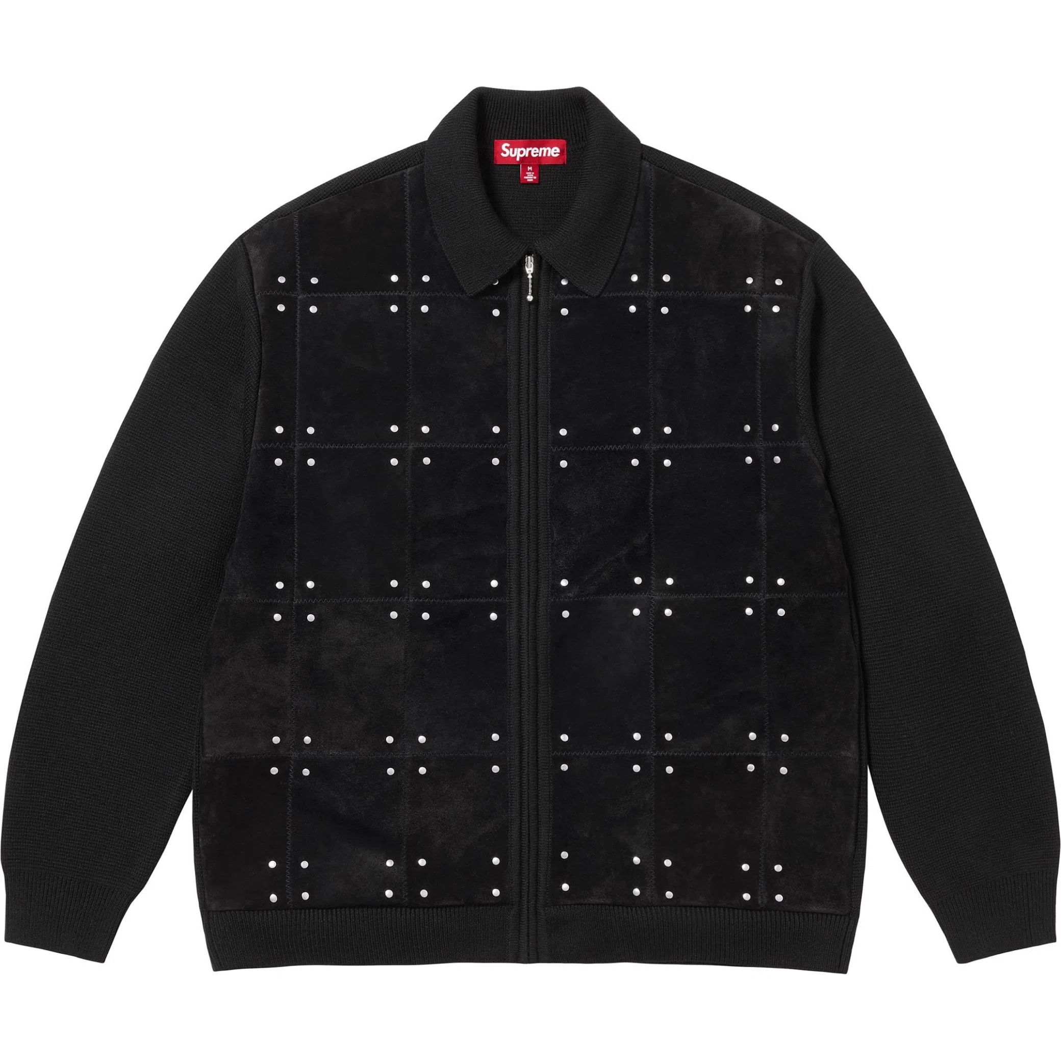 Кардиганы Supreme FW25 Studded Suede Zip Up Cardigan "Black" | Farsel