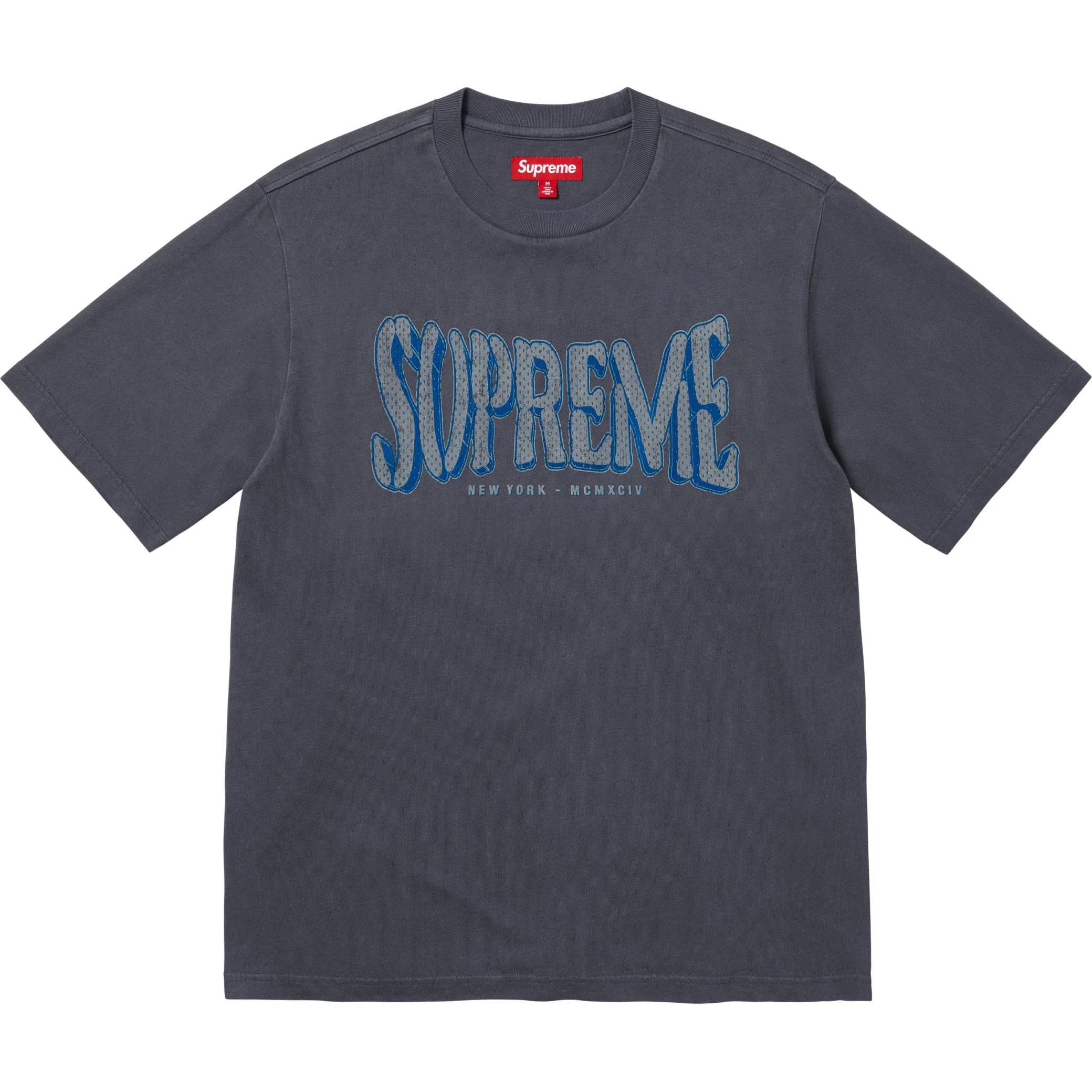  Supreme SS25 Flocked Washed S/S Top "Dusty Navy" | Farsel