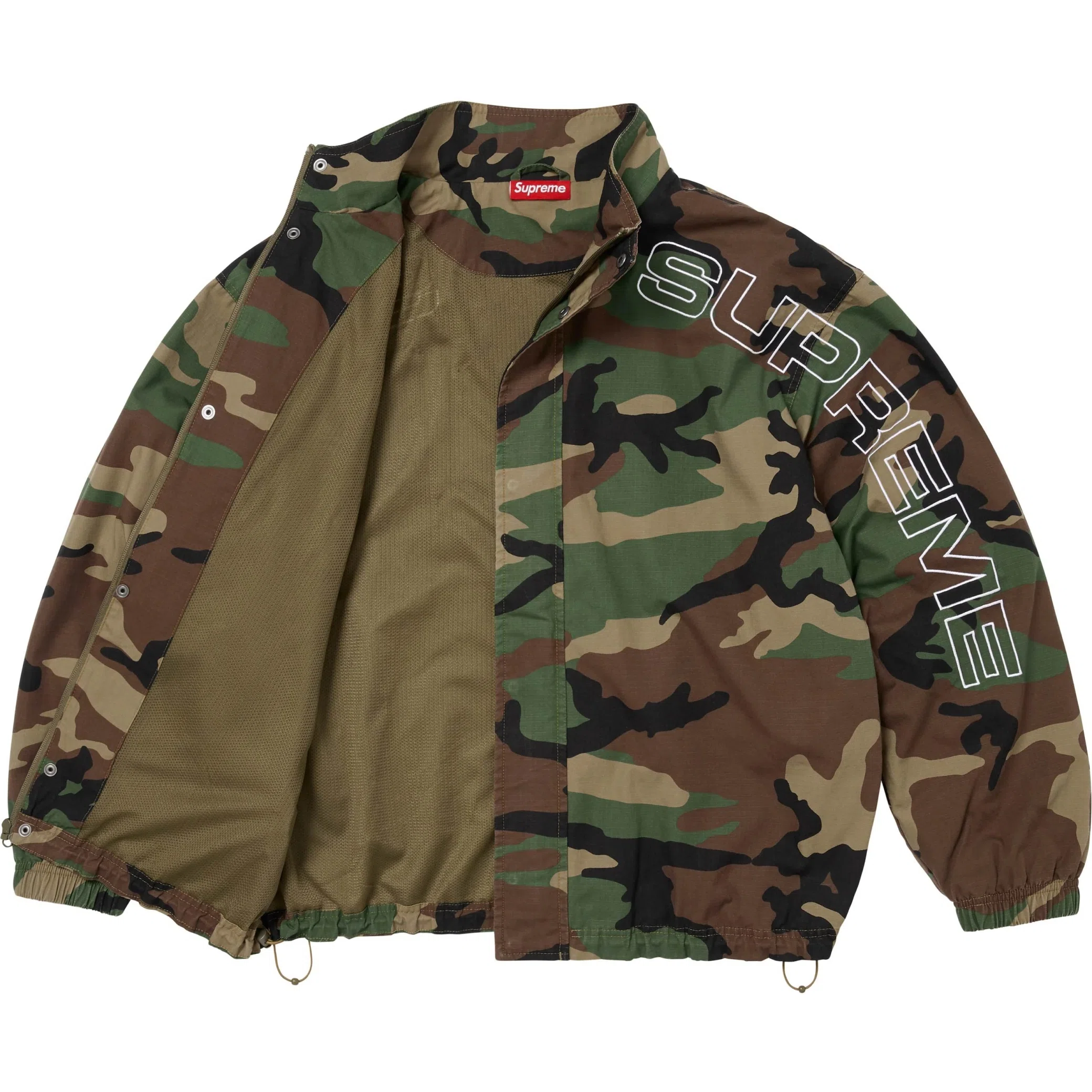  Supreme FW25 Spellout Embroidered Ripstop Track Jacket "Woodland Camo" | Farsel