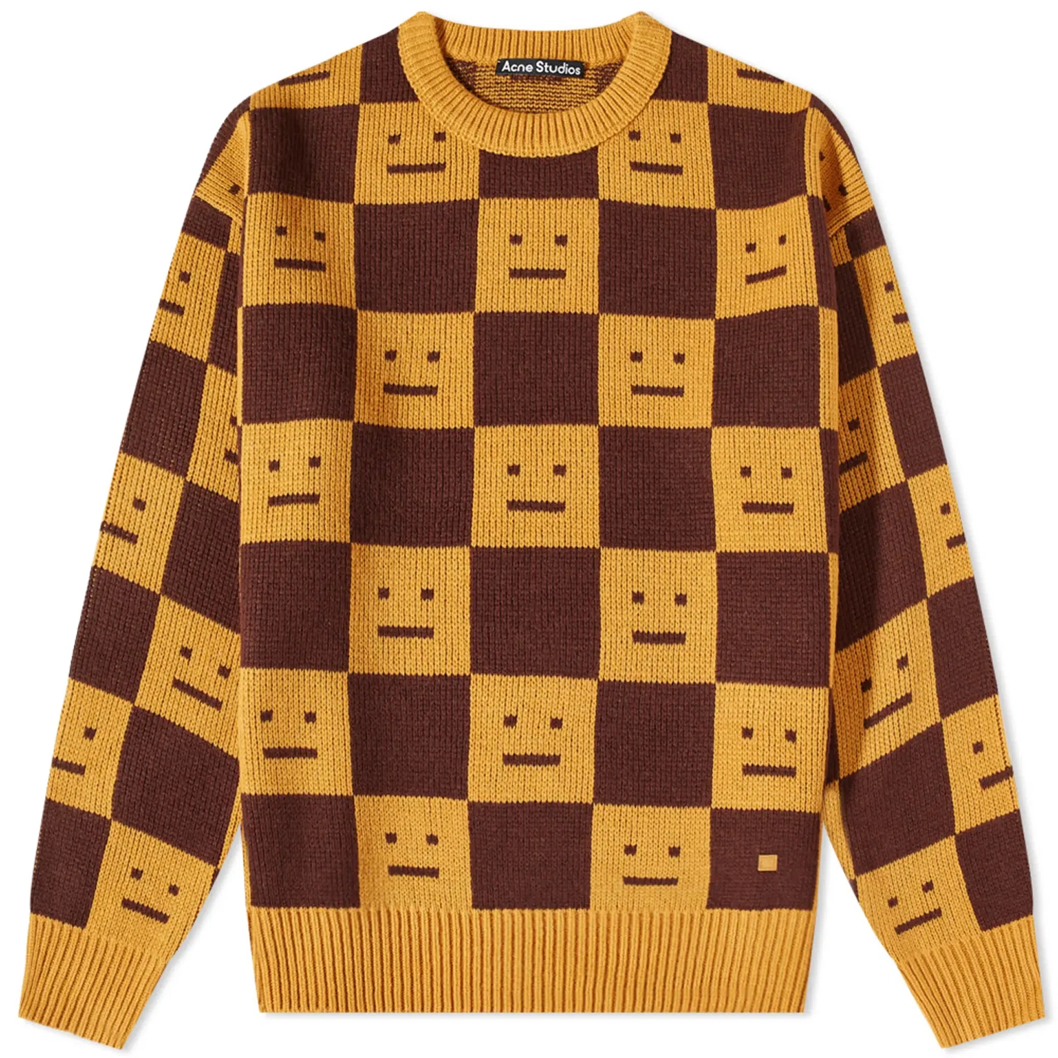 Свитеры Acne Studios Katlas Checkerboard Face Knit "Ochre Orange / Brown" | Farsel