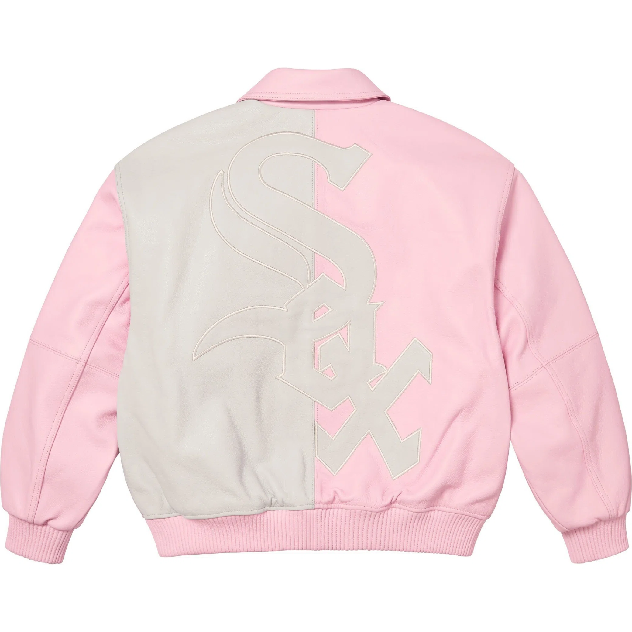 Supreme FW25 Chicago White Sox Leather Varsity Jacket "Pink" | Farsel