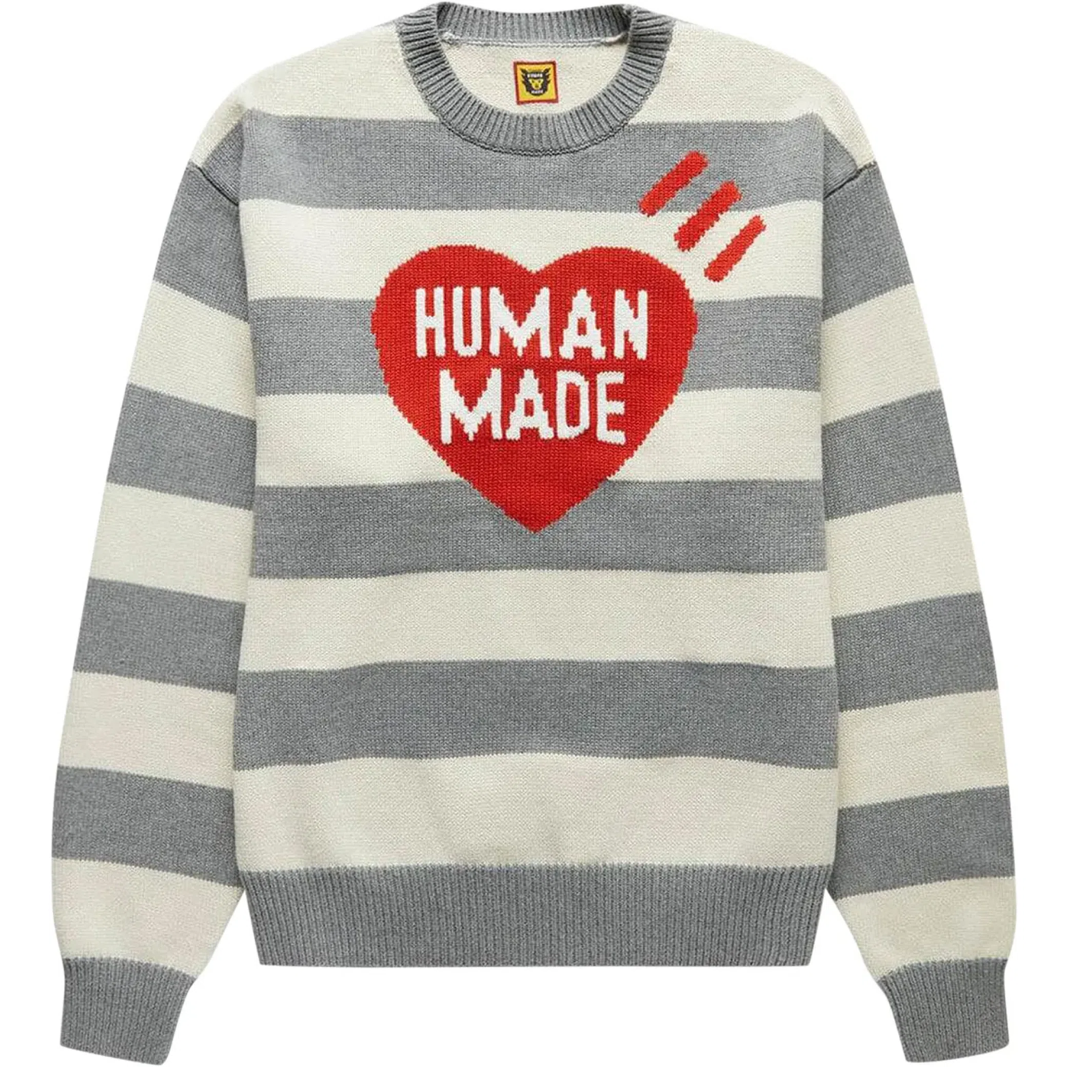 Свитеры Human Made Striped Heart Knit Sweater "Grey" | Farsel