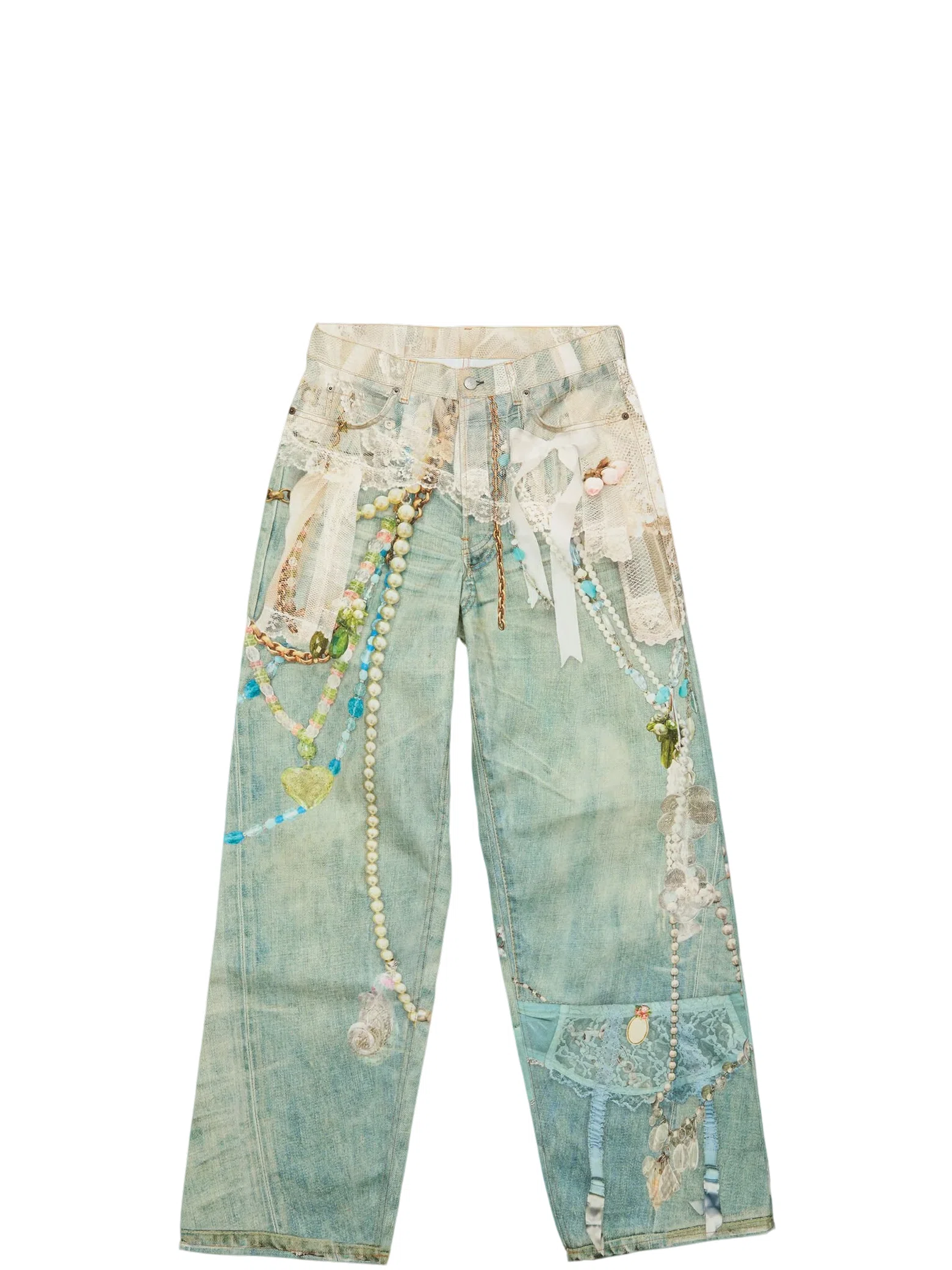 Джинсы Acne Studios Loose Fit 1981 Jeans "White/Green" | Farsel