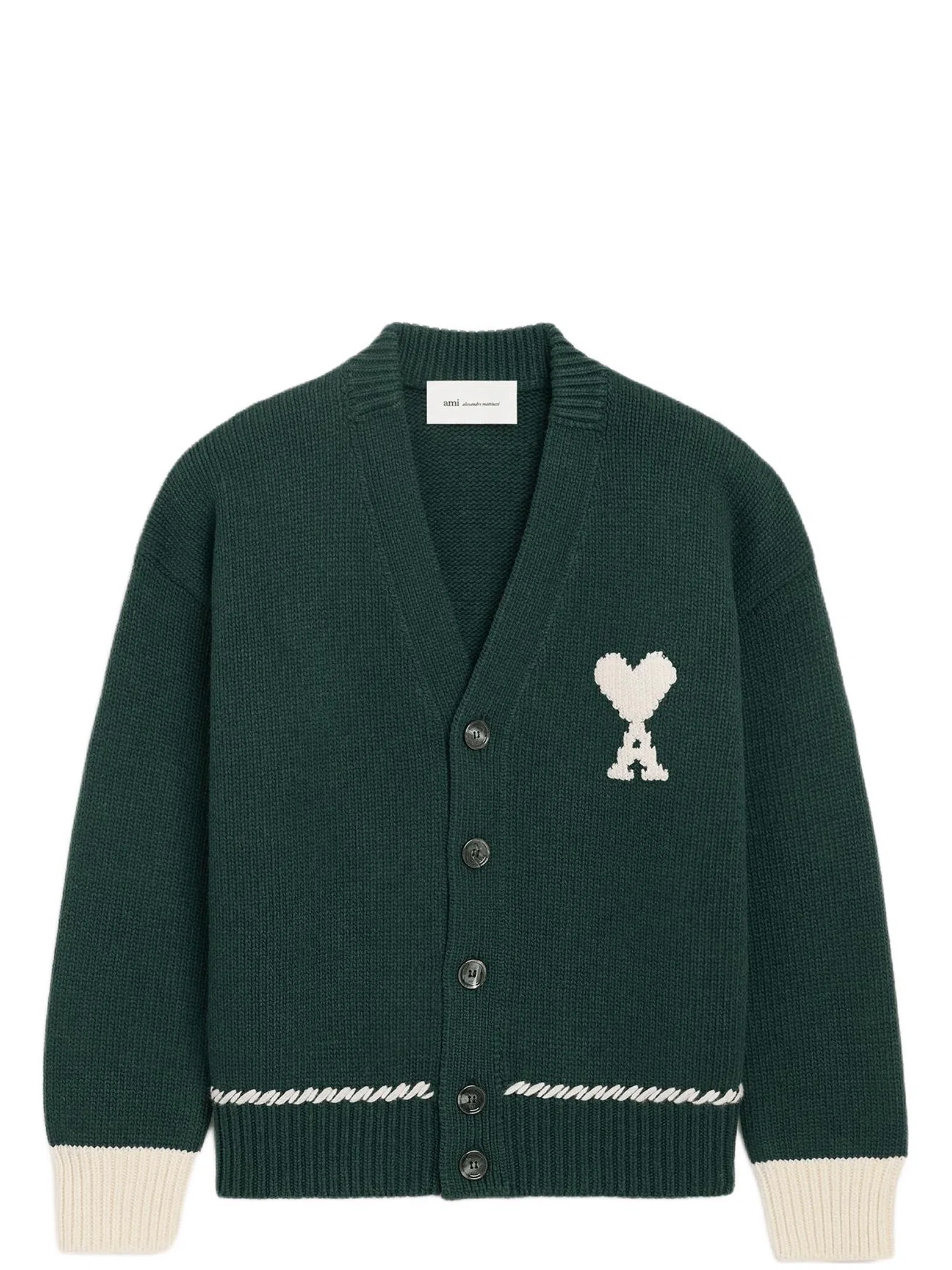 Кардиганы Ami Paris Green Wool Ami De Coeur Cardigan "Green" | Farsel