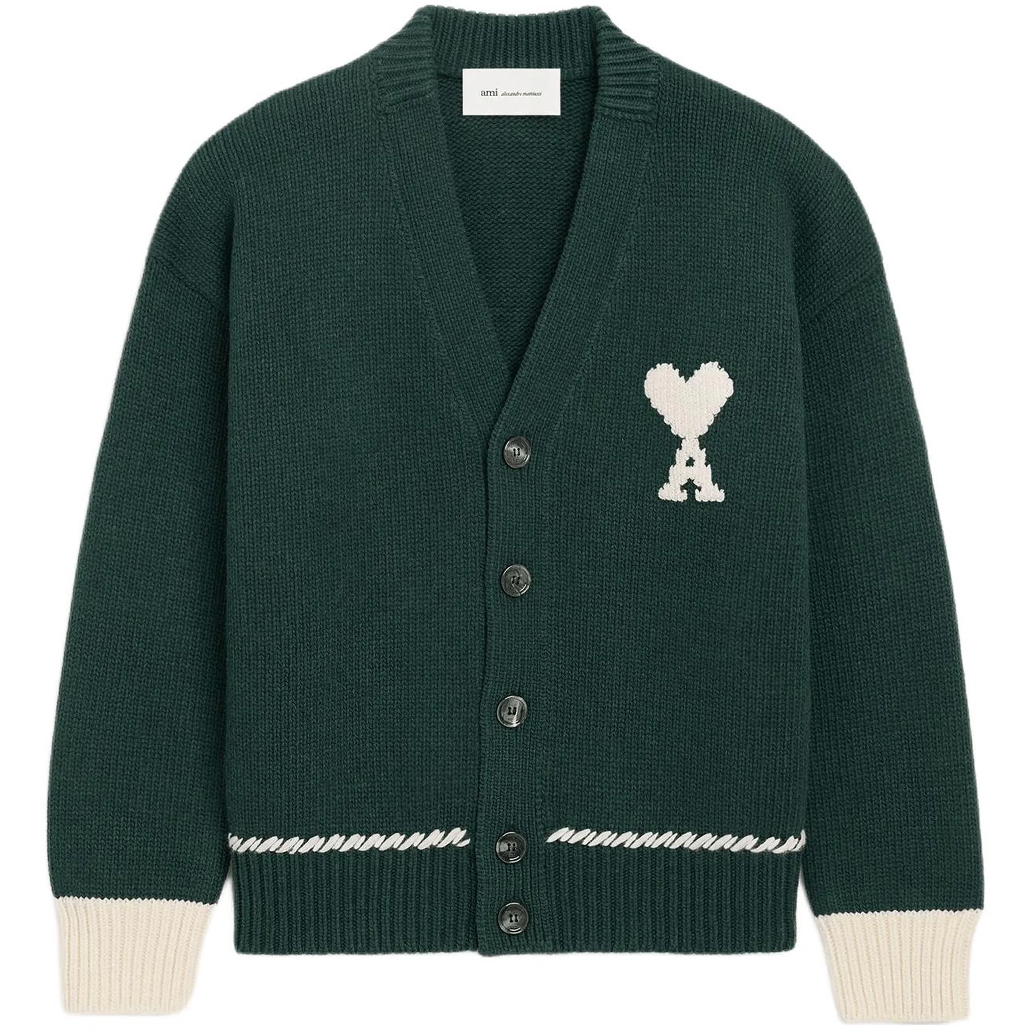 Кардиганы Ami Paris Green Wool Ami De Coeur Cardigan "Green" | Farsel