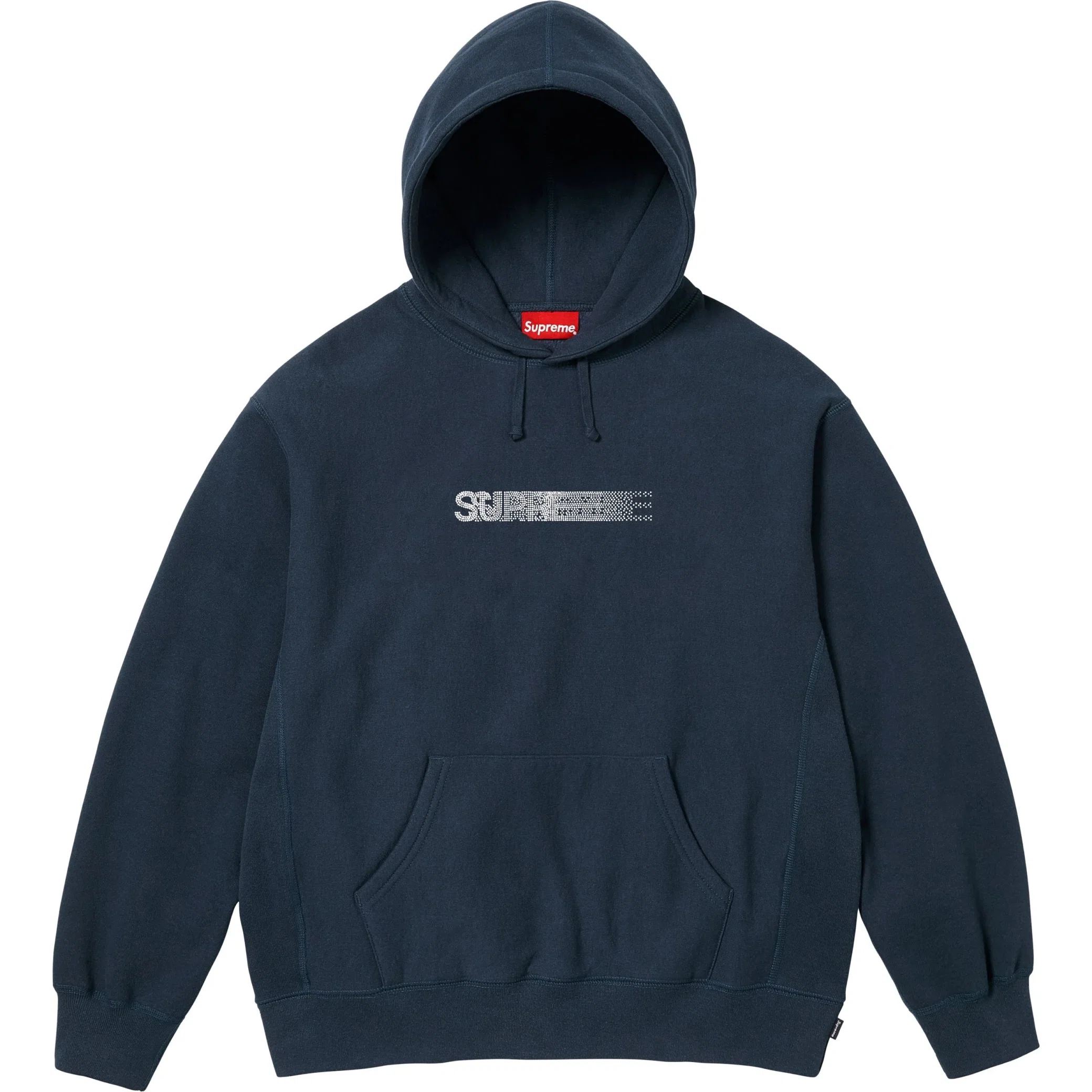  Supreme FW25 Swarovski Motion Logo Hooded Sweatshirt "Navy" | Farsel
