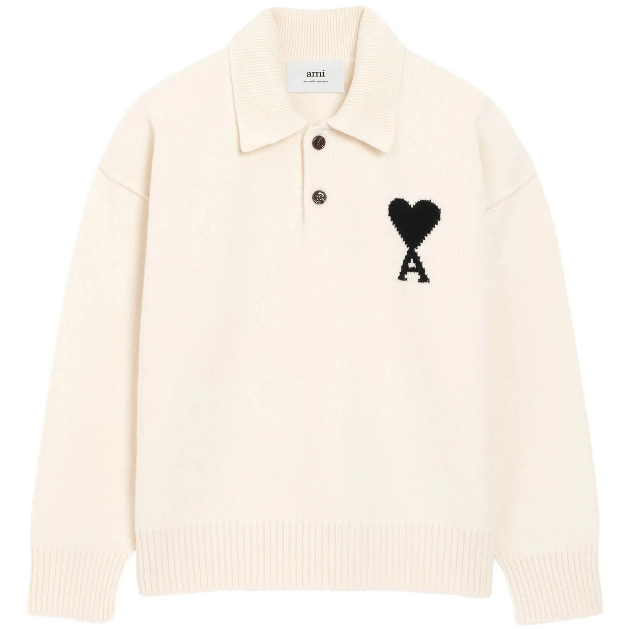  Ami Paris Wool Ami De Coeur Polo "Off White / Black" | Farsel