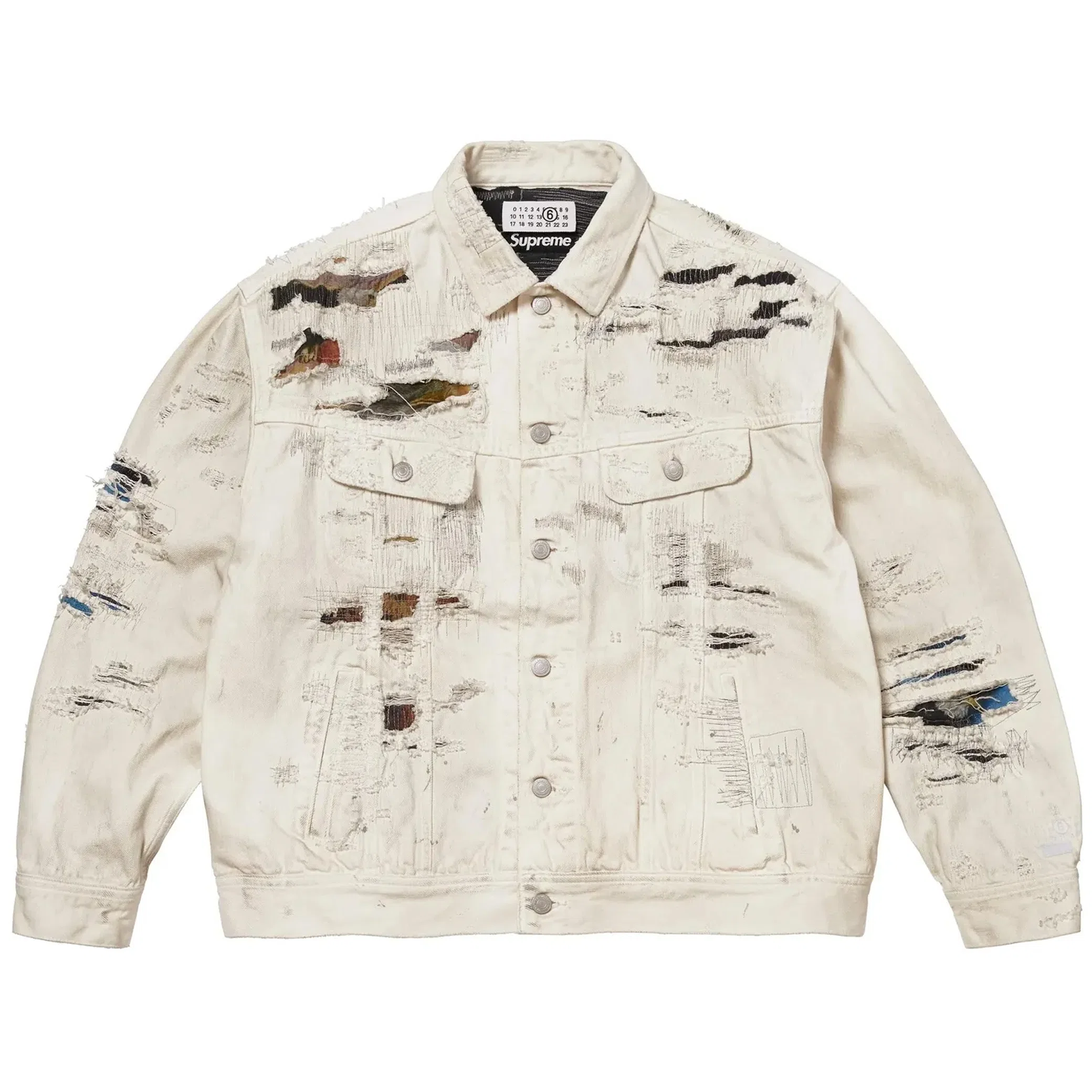 Куртки Supreme MM6 Maison Margiela x Distressed Selvedge Denim Trucker Jacket "White" | Farsel
