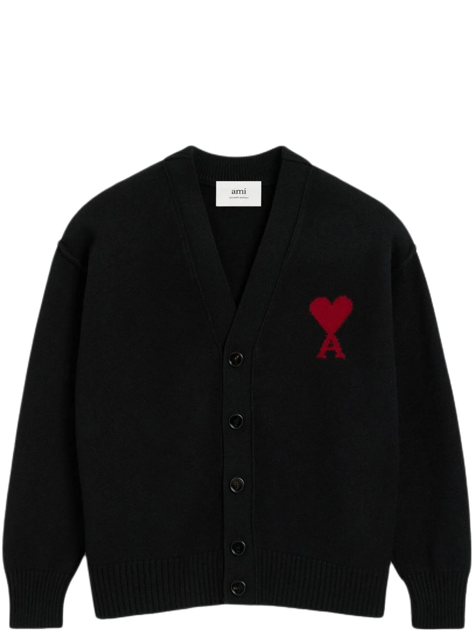 Кардиганы Ami Paris Wool Ami De Coeur Cardigan "Red / Black" | Farsel