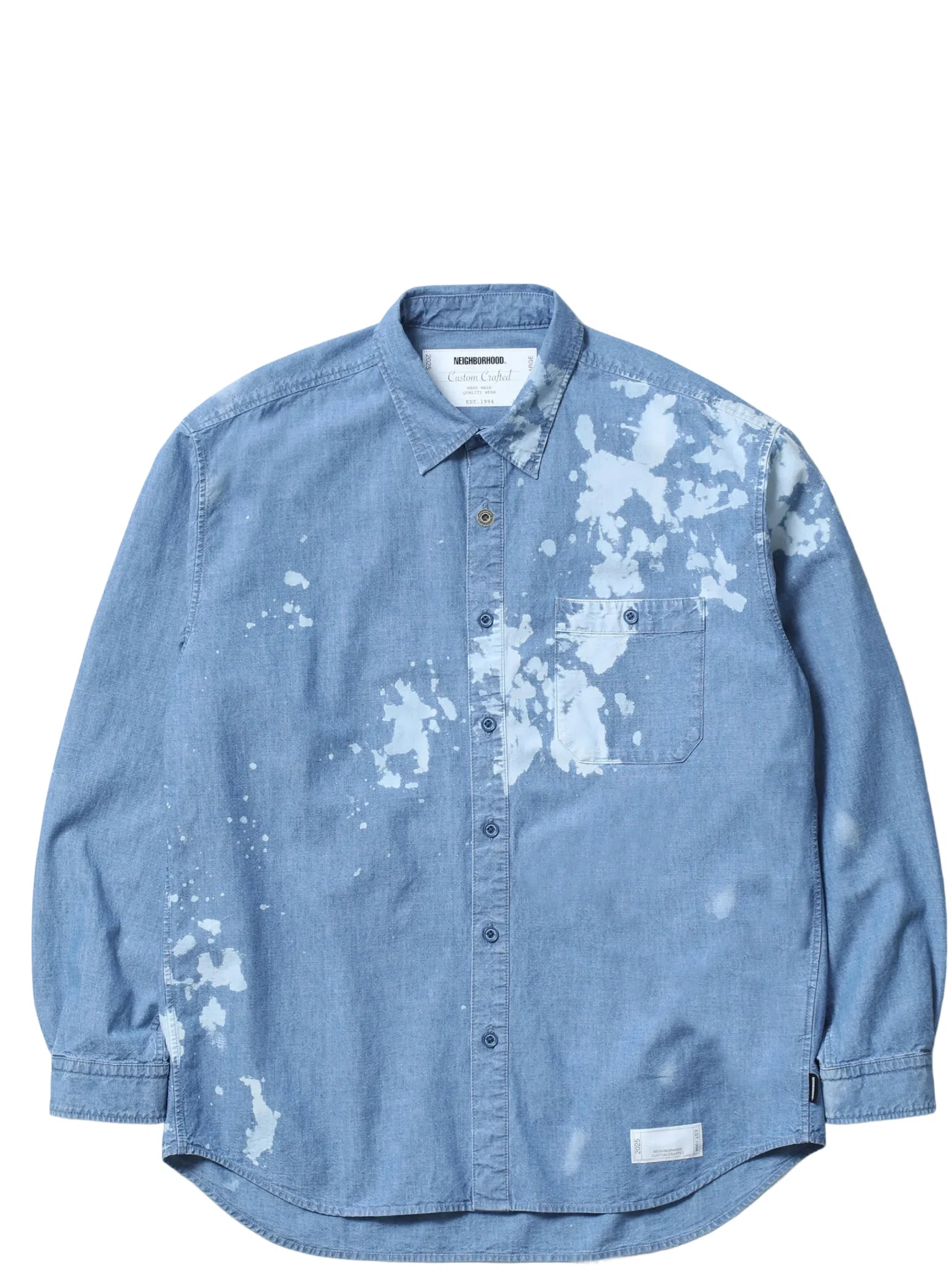 Рубашки NEIGHBORHOOD Garment Bleach Chambray Shirt Ls "Indigo" | Farsel