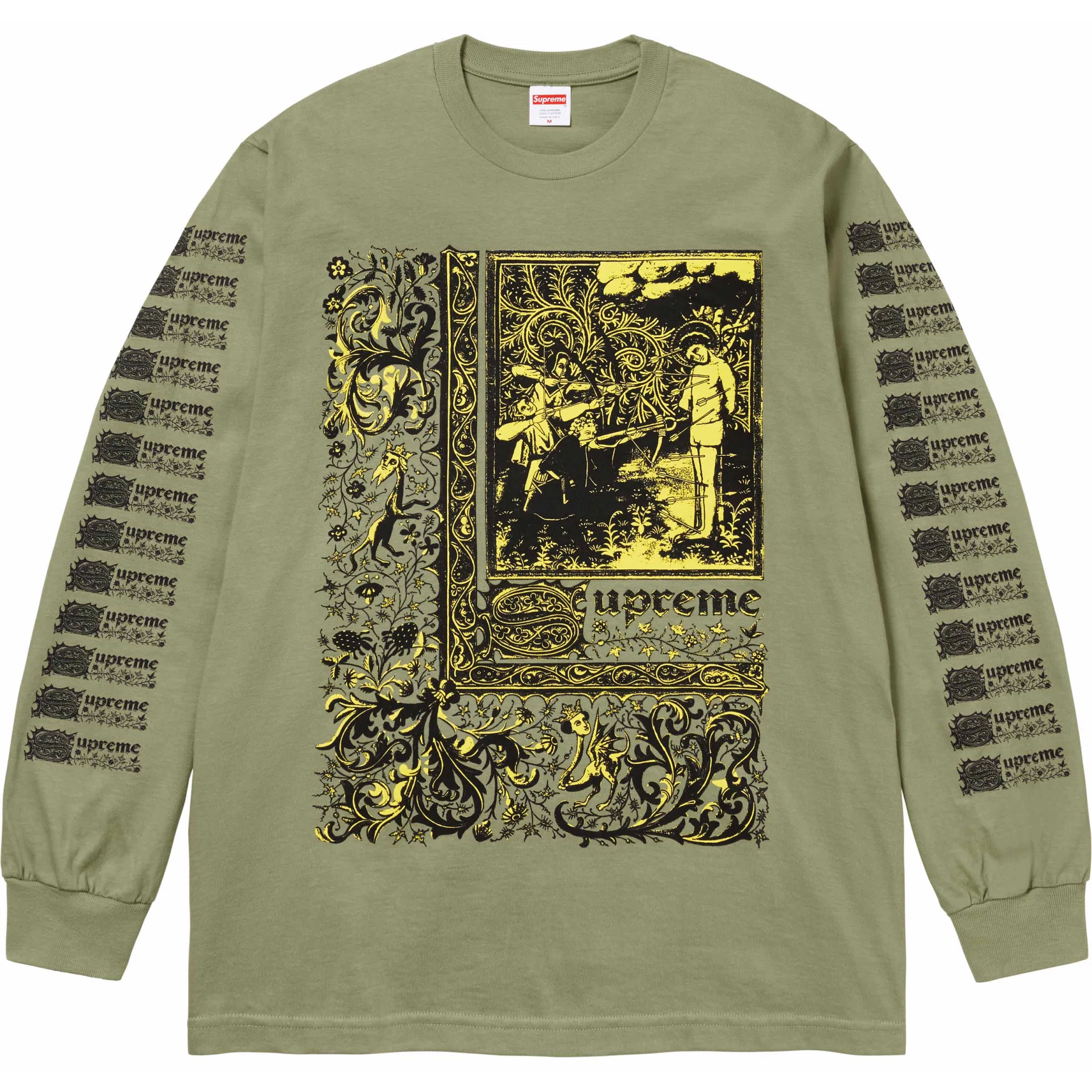  Supreme SS24 Saint Sebastian L/S Tee "Light Olive" | Farsel