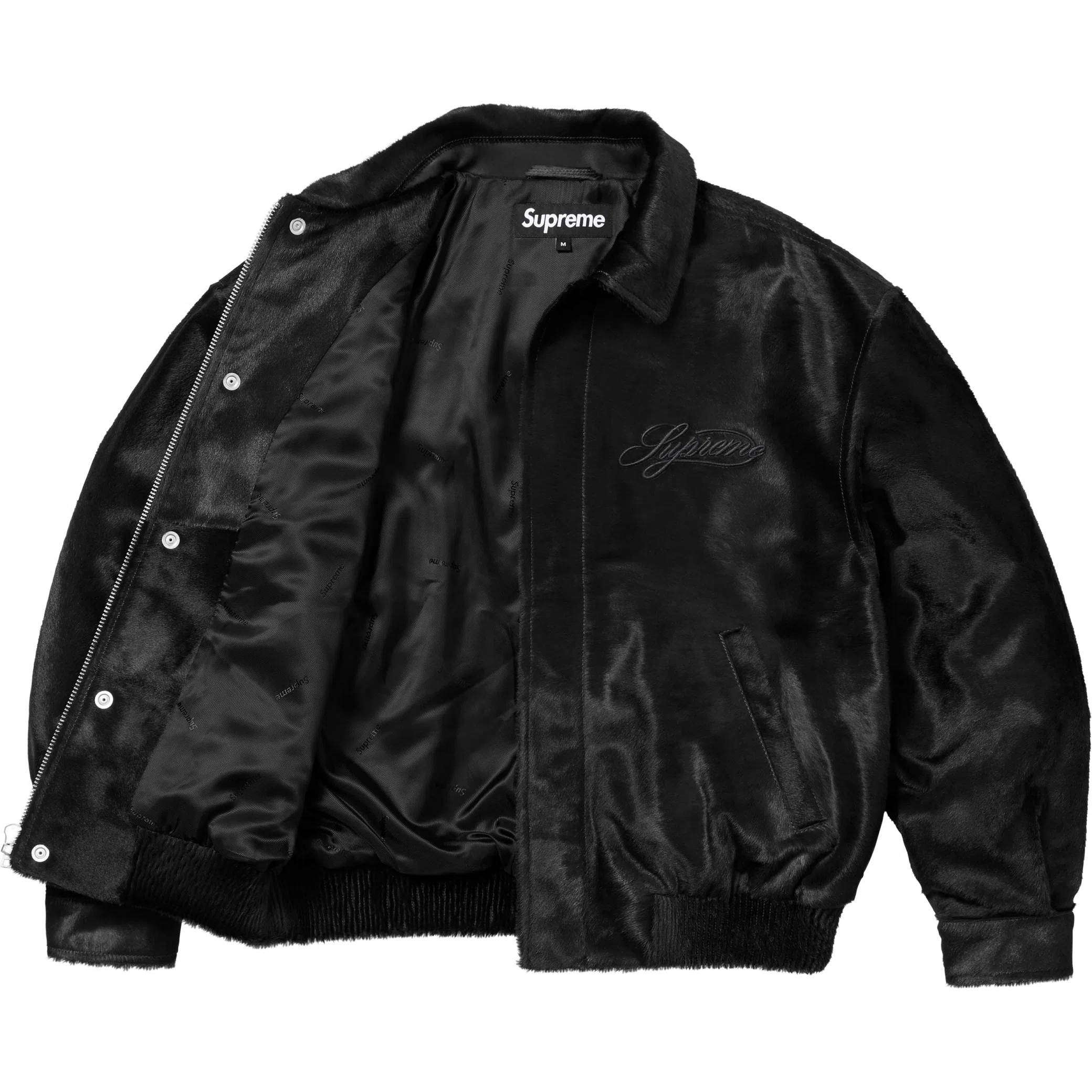  Supreme SS25 Ponyhair Varsity Jacket "Black" | Farsel