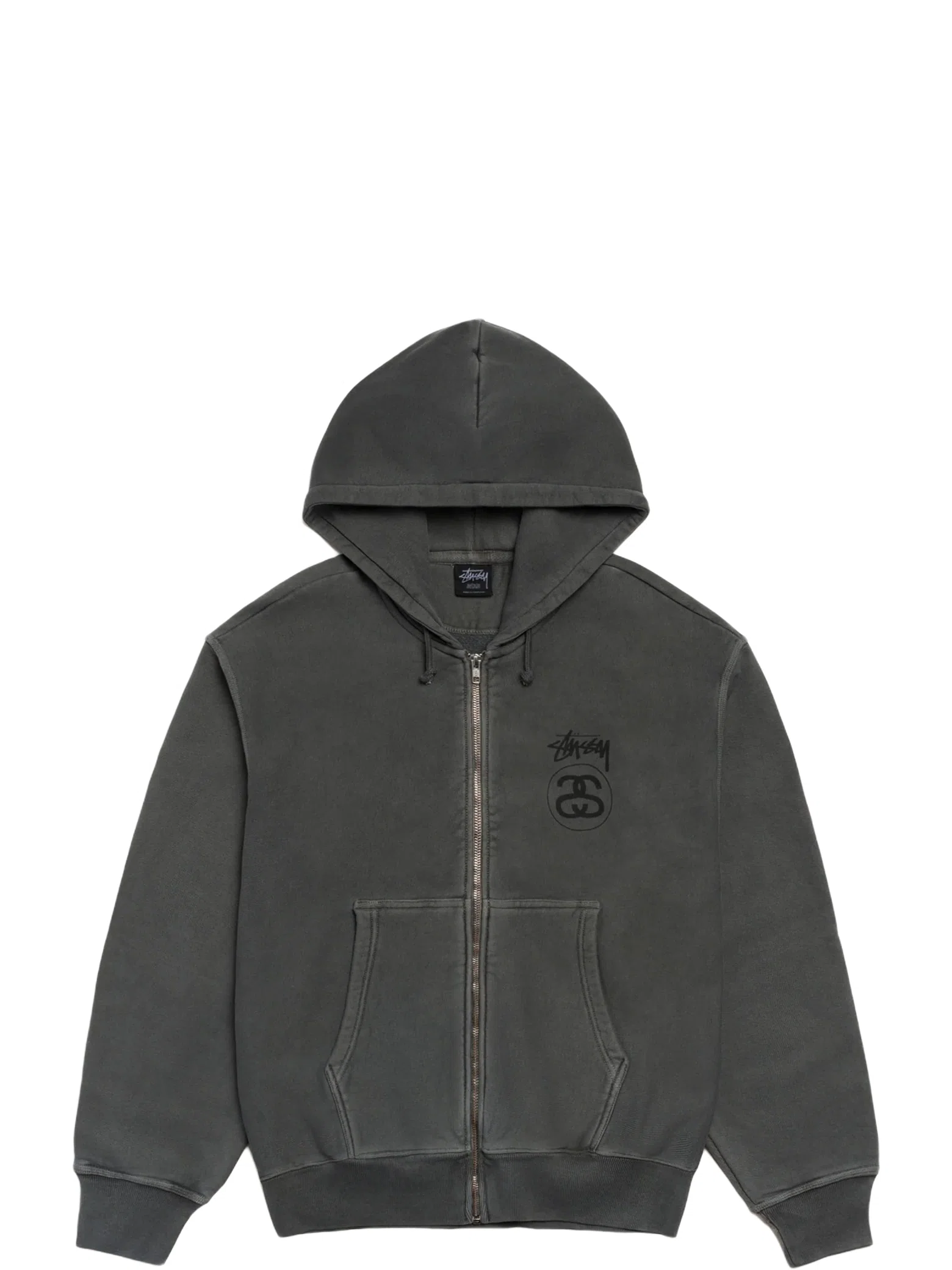 Худи Stussy Stock Link Zip Hoodie Pigment Dyed "Black" | Farsel