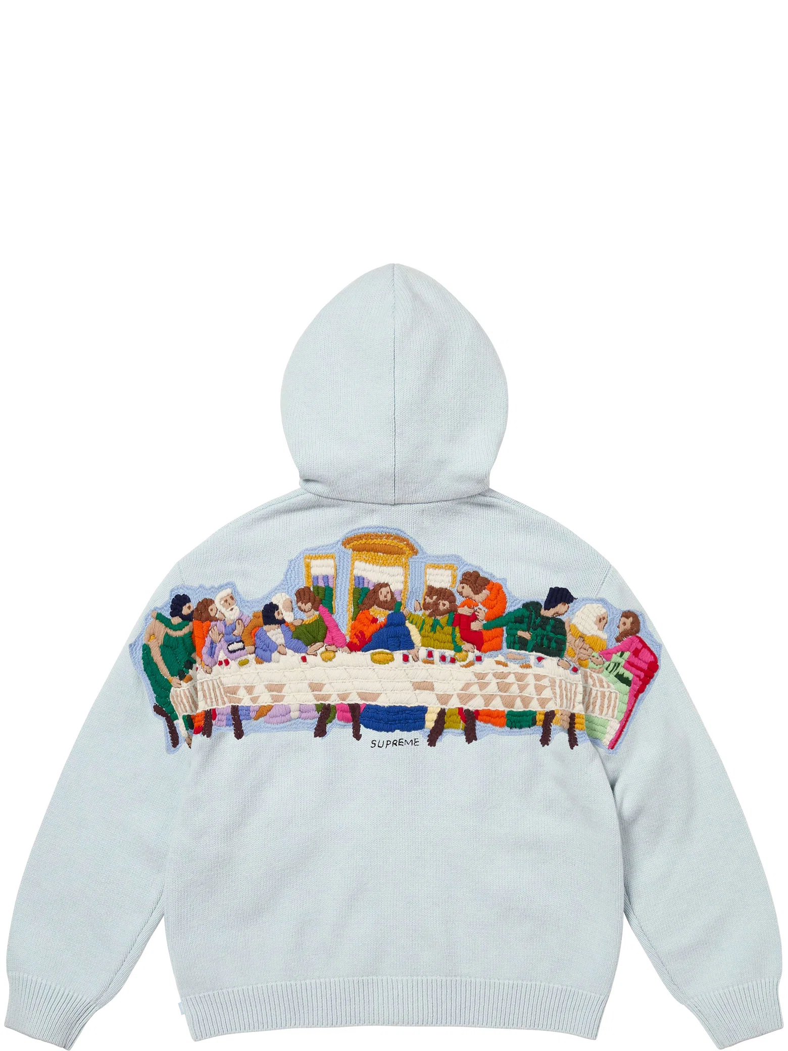 Худи Supreme SS25 Last Supper Embroidered Zip Up Hooded Sweater "Light Blue" | Farsel