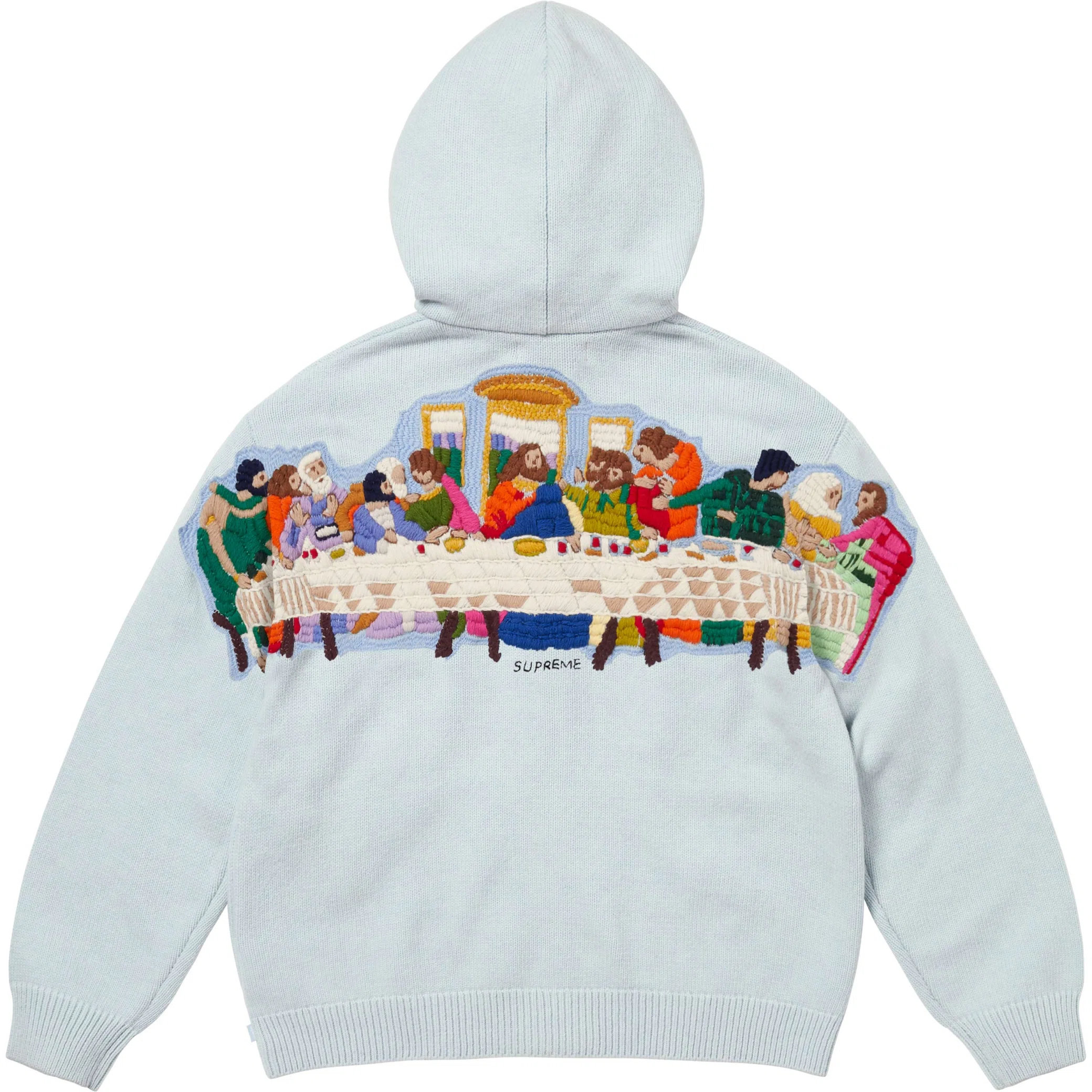 Худи Supreme SS25 Last Supper Embroidered Zip Up Hooded Sweater "Light Blue" | Farsel
