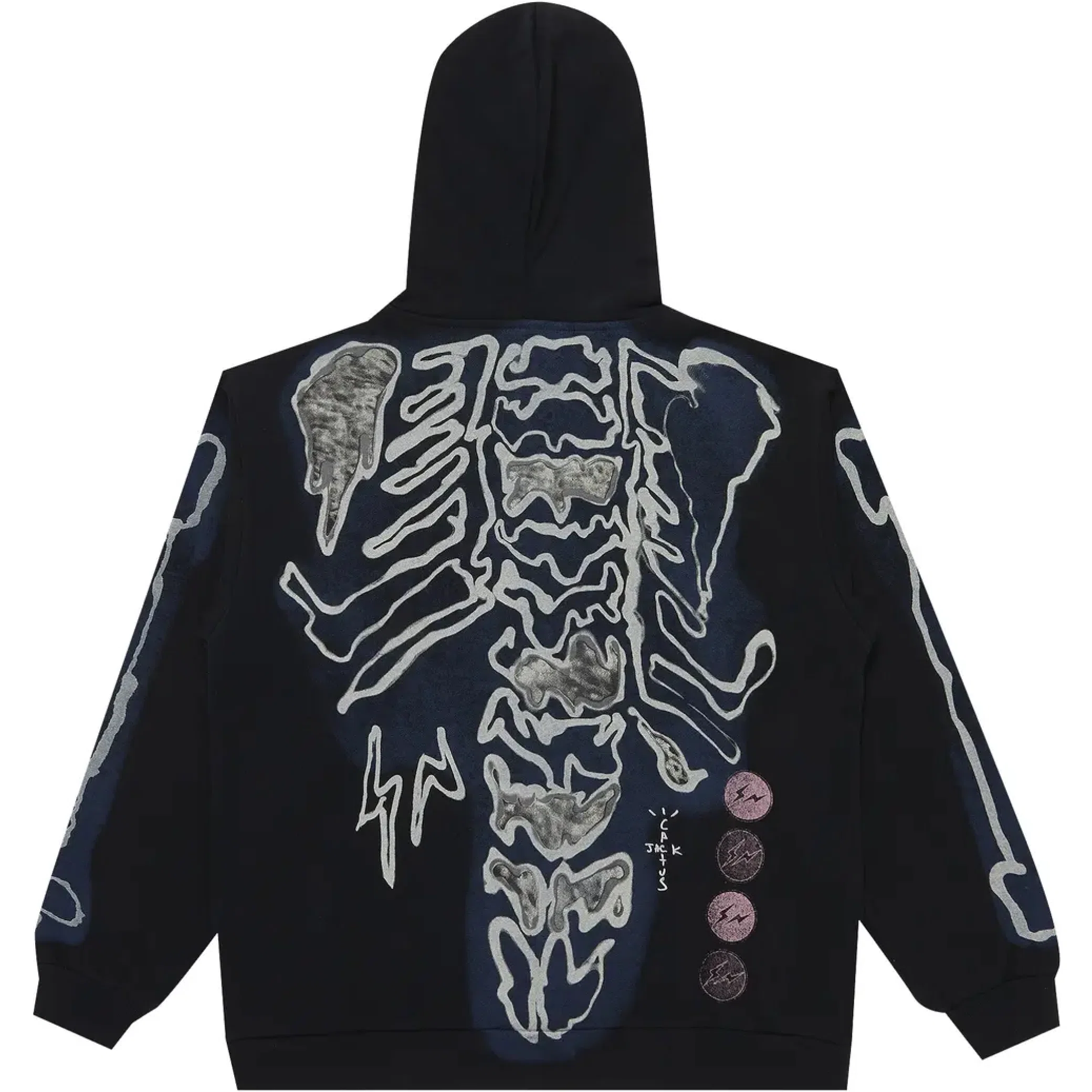 Travis Scott FW21 Fragment Skeleton Graffiti Full Zip Hoodie "Black" | Farsel