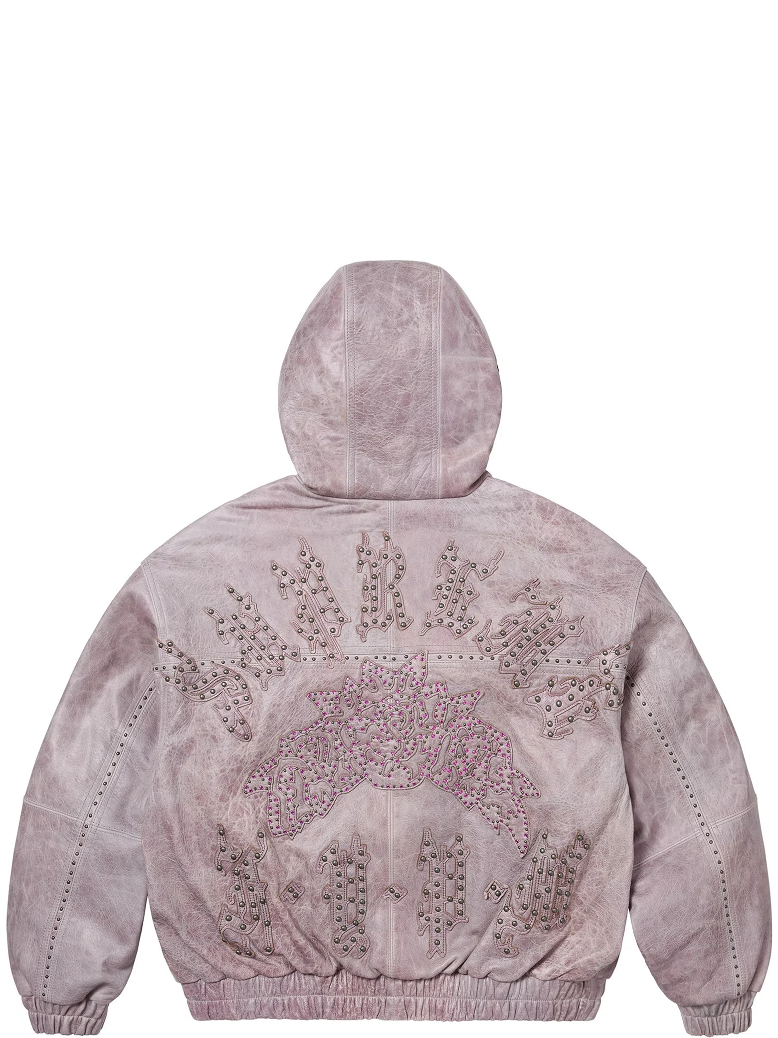 Куртки Supreme SS25 Studded Hooded Leather Jacket "Lilac" | Farsel