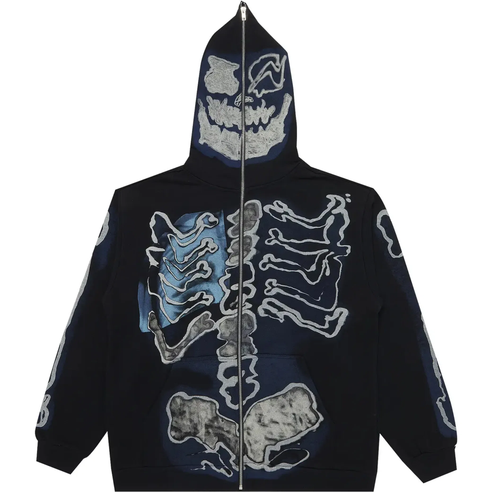  Travis Scott FW21 Fragment Skeleton Graffiti Full Zip Hoodie "Black" | Farsel