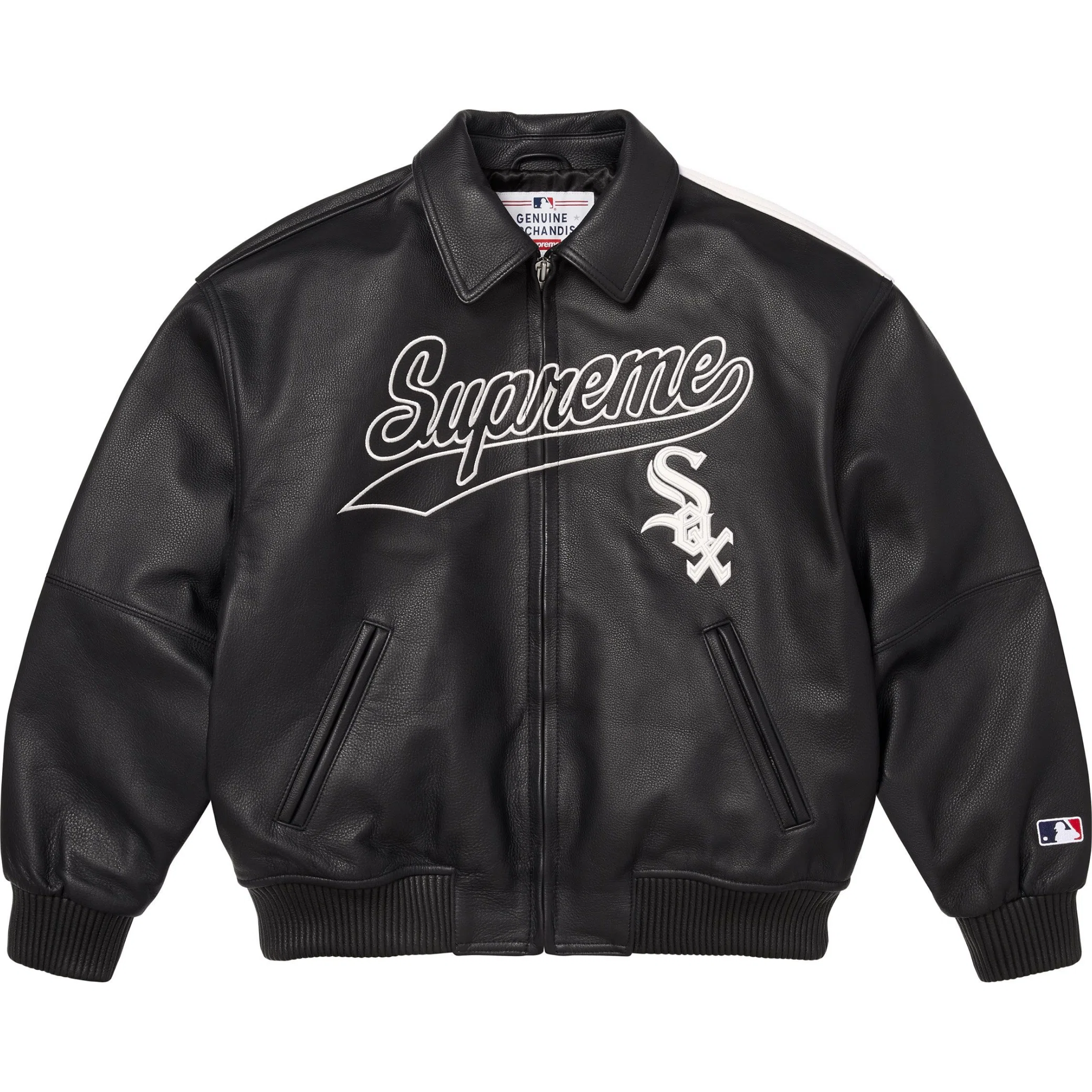 Куртки Supreme FW25 Chicago White Sox Leather Varsity Jacket "Black" | Farsel