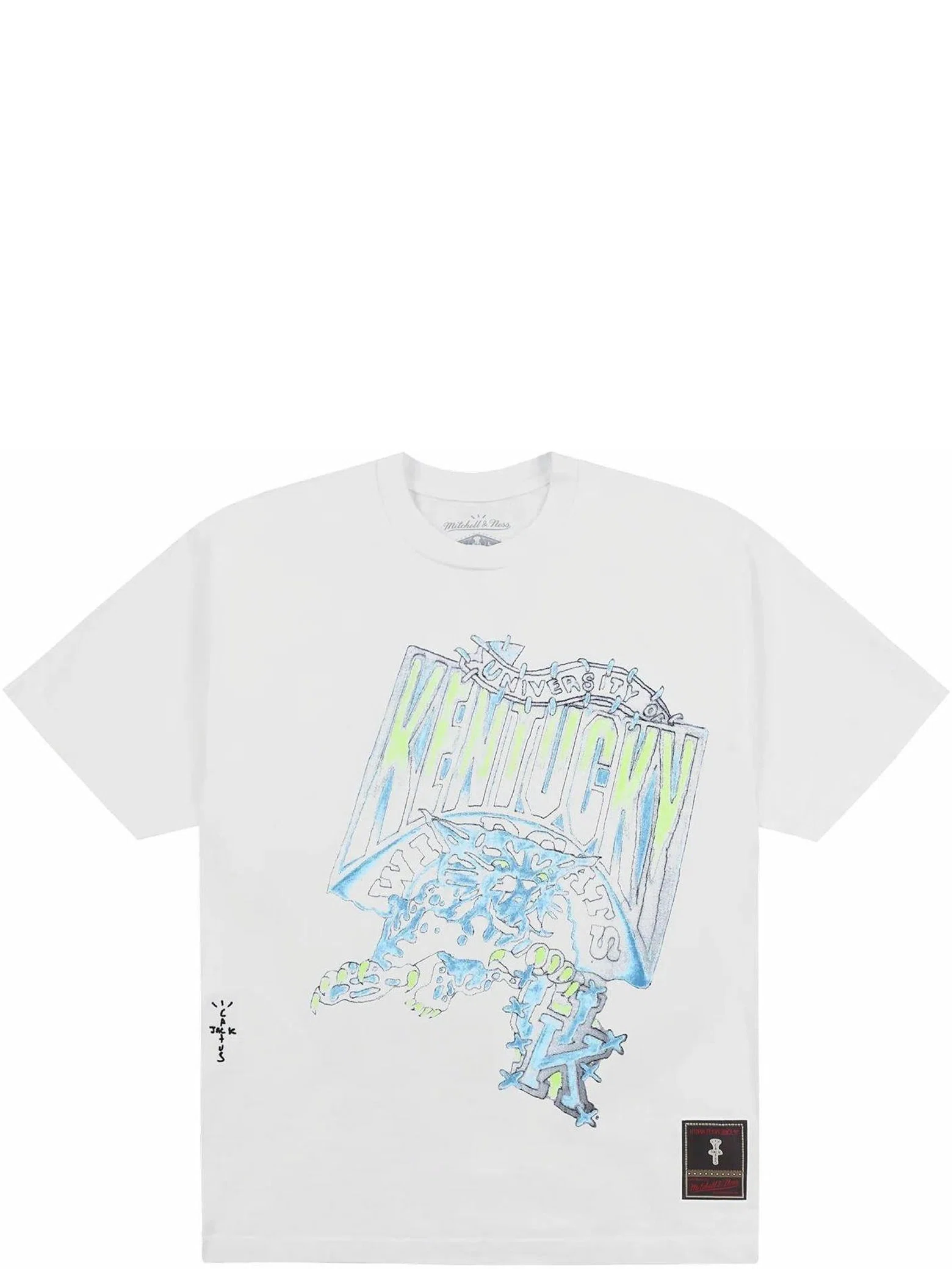 Футболки Travis Scott SS24 Mitchell & Ness University Of Kentucky Handdrawn Tee "White" | Farsel