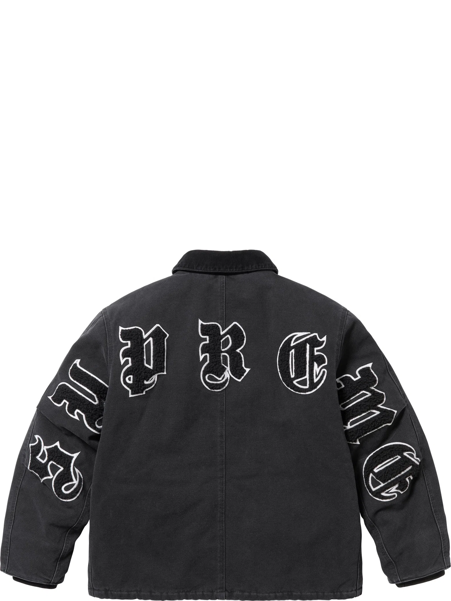 Куртки Supreme SS25 Old English Canvas Work Jacket "Black" | Farsel