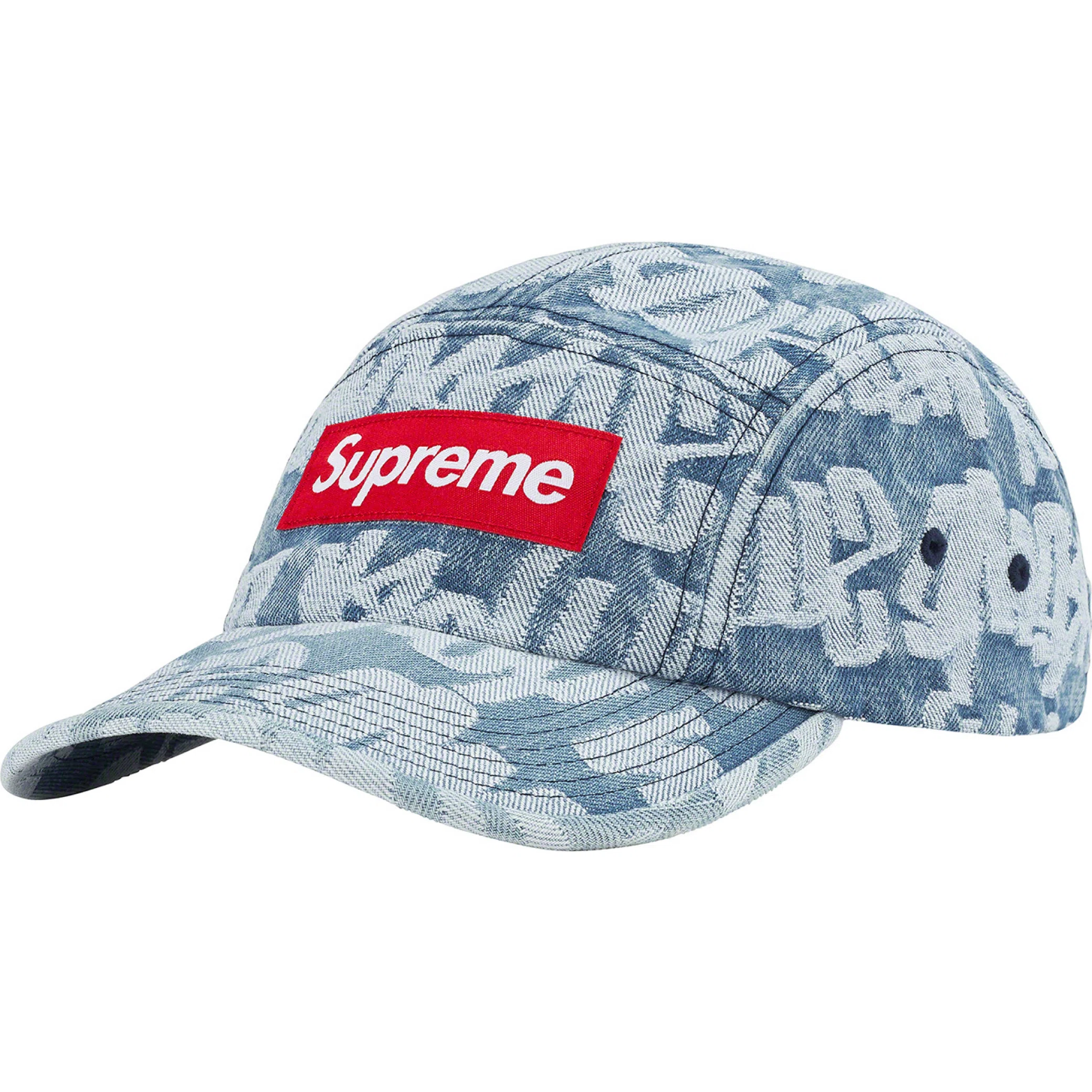  Supreme SS22 Fat Tip Jacquard Denim Camp Cap "Blue" | Farsel