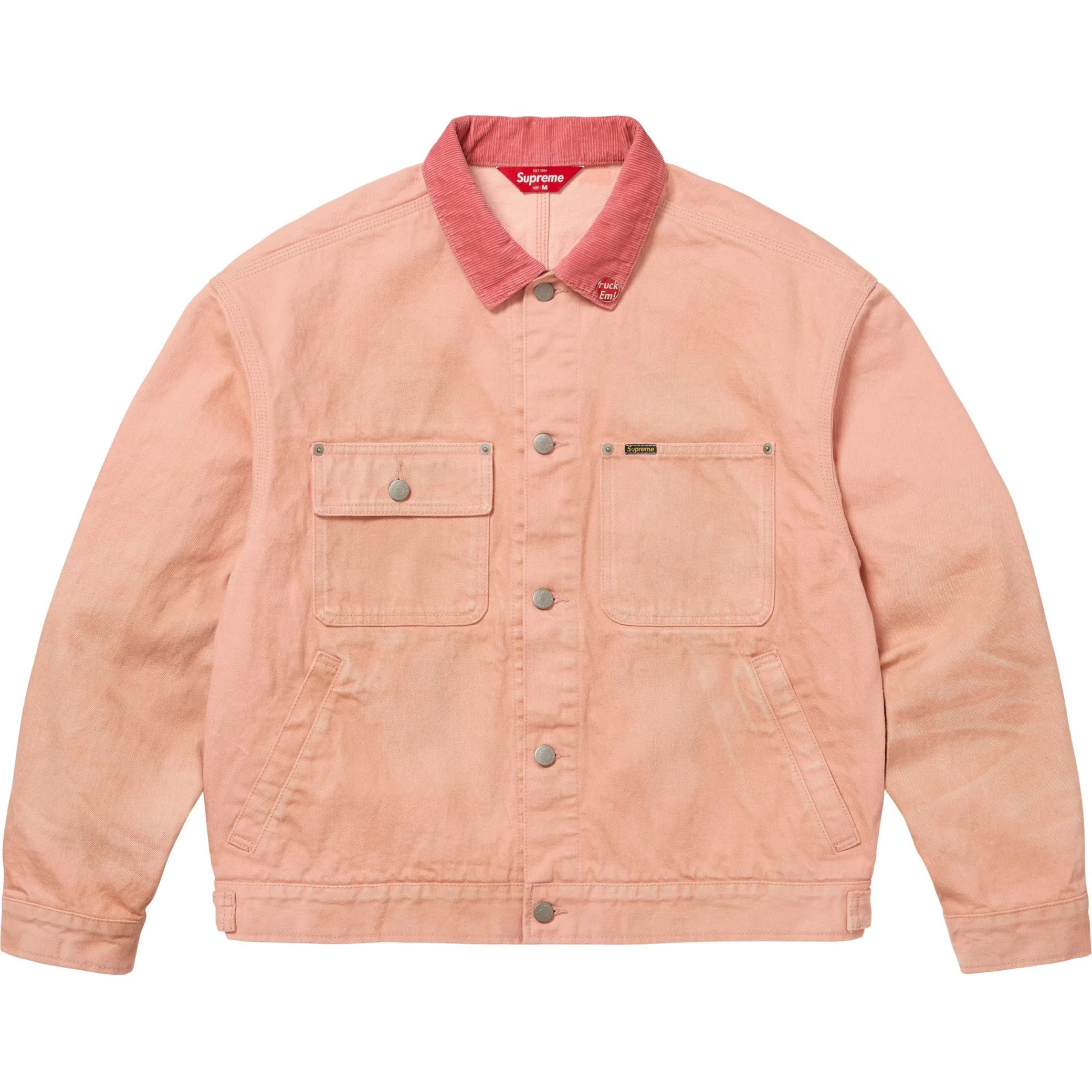 Куртки Supreme FW25 Distressed Selvedge Trucker Jacket "Washed Pink" | Farsel