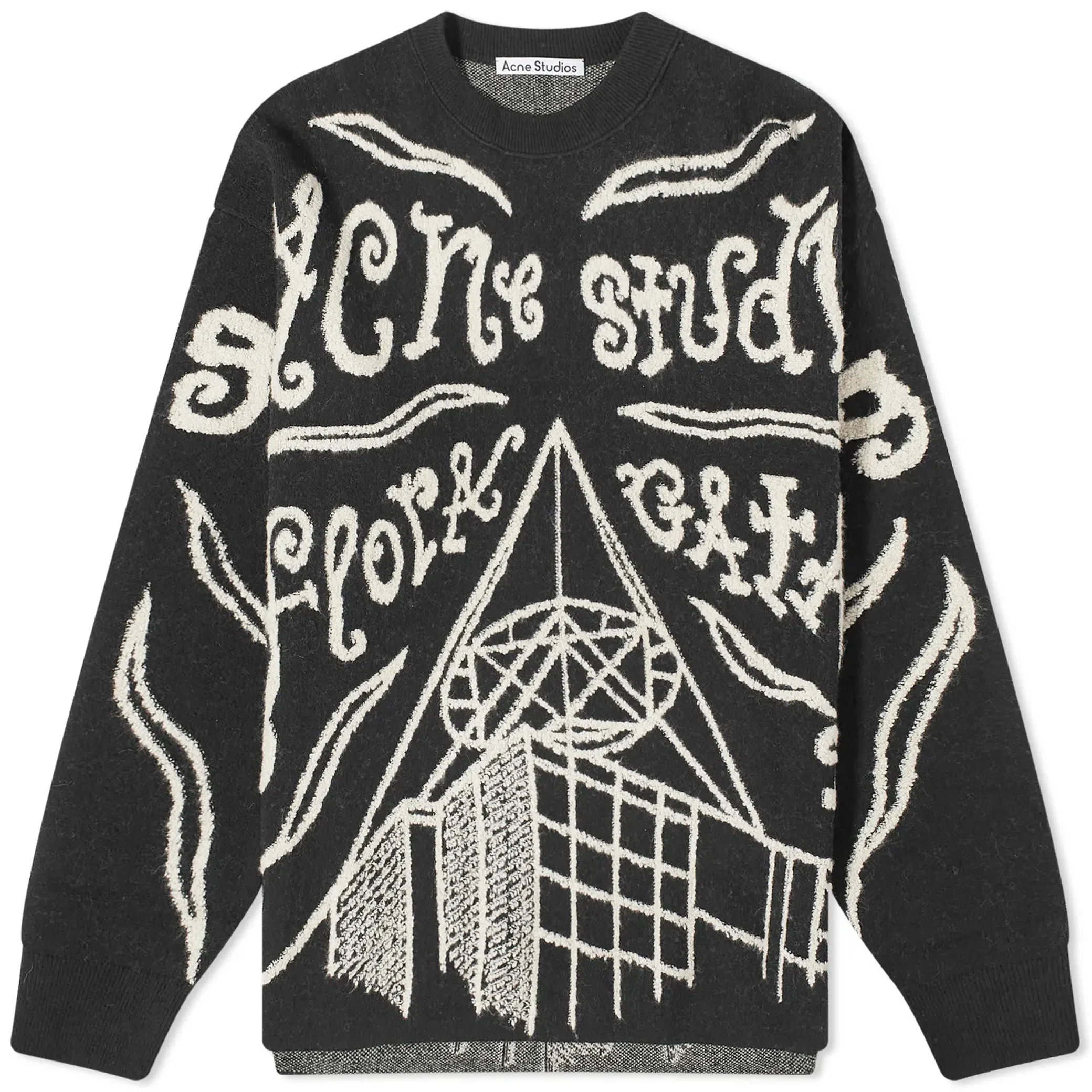 Свитеры Acne Studios Kuis Antenna Jacquard Jumper "Black / Ecru" | Farsel