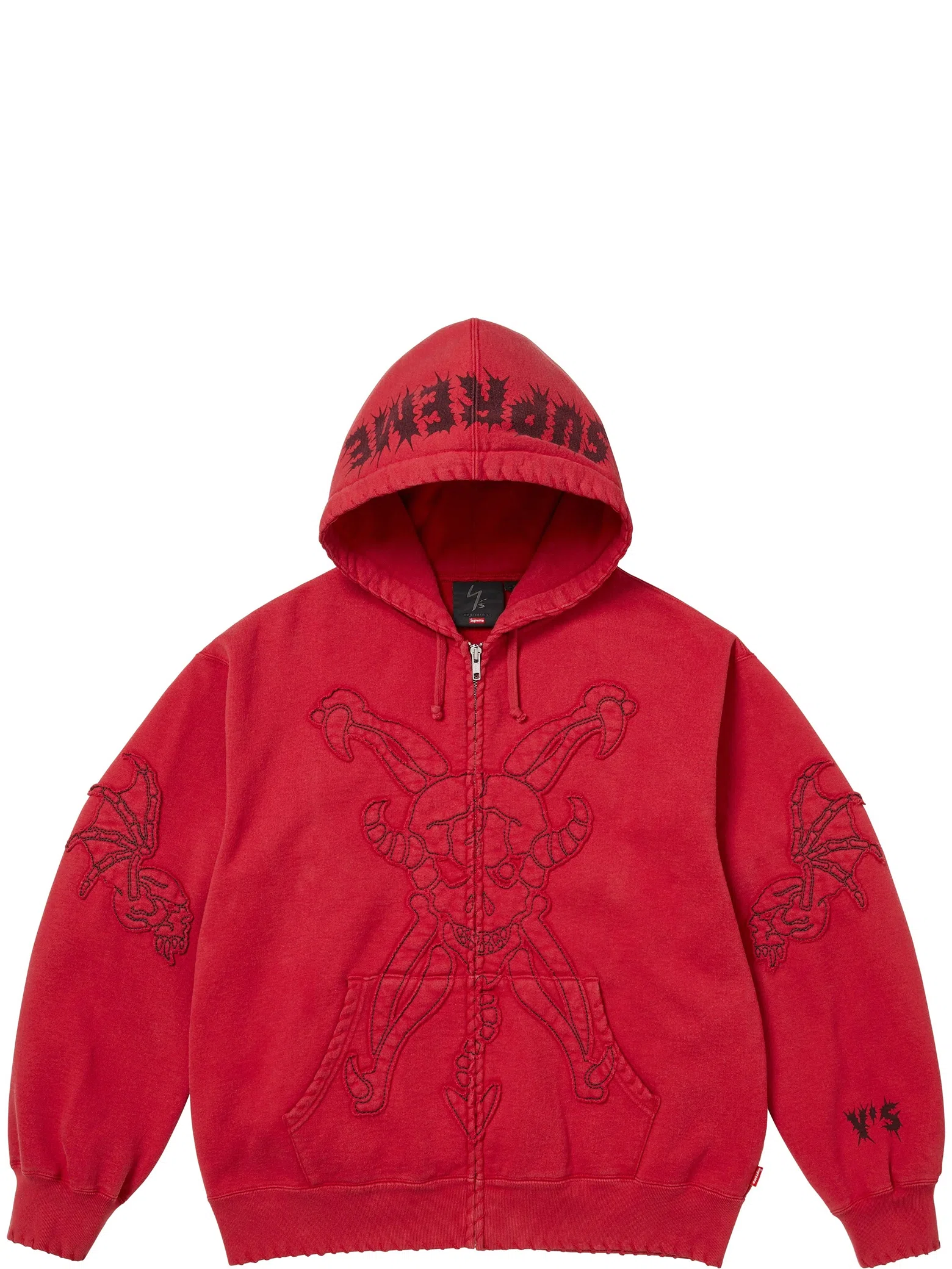 Худи Supreme FW25 Y’s by Yohji Yamamoto Zip Up Hooded Sweatshirt "Washed Red" | Farsel