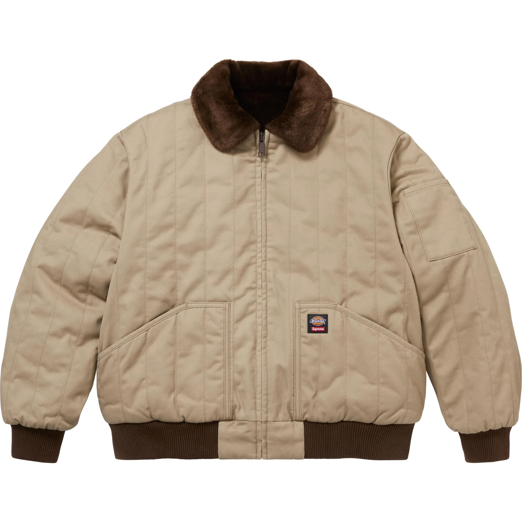  Supreme FW25 Dickies Reversible Quilted Faux Fur Work Jacket "Tan" | Farsel